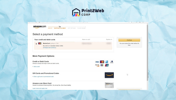 Adding a new or different credit card on an Amazon account