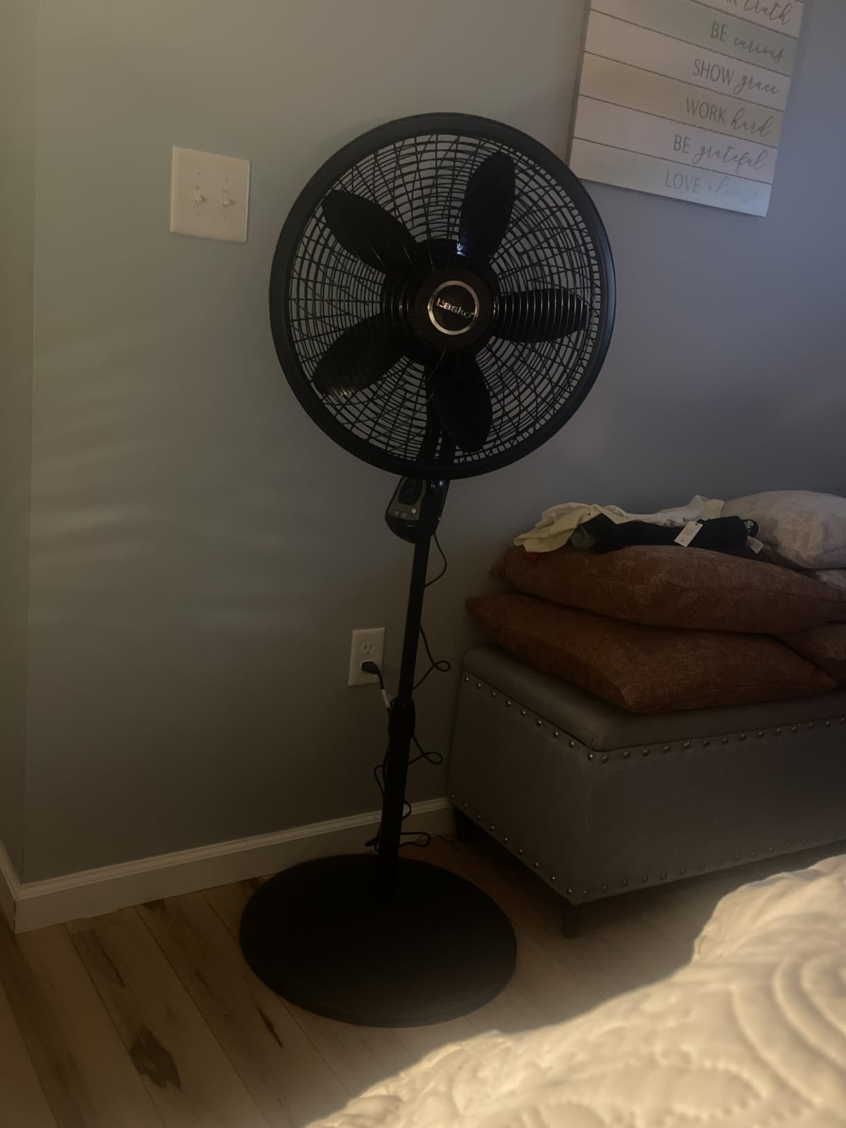 Lasko Oscillating Cyclone Pedestal Fan, Adjustable Height, Timer, Remote Control, 3 Speeds, for Bedroom, Living Room, Home Office, 18