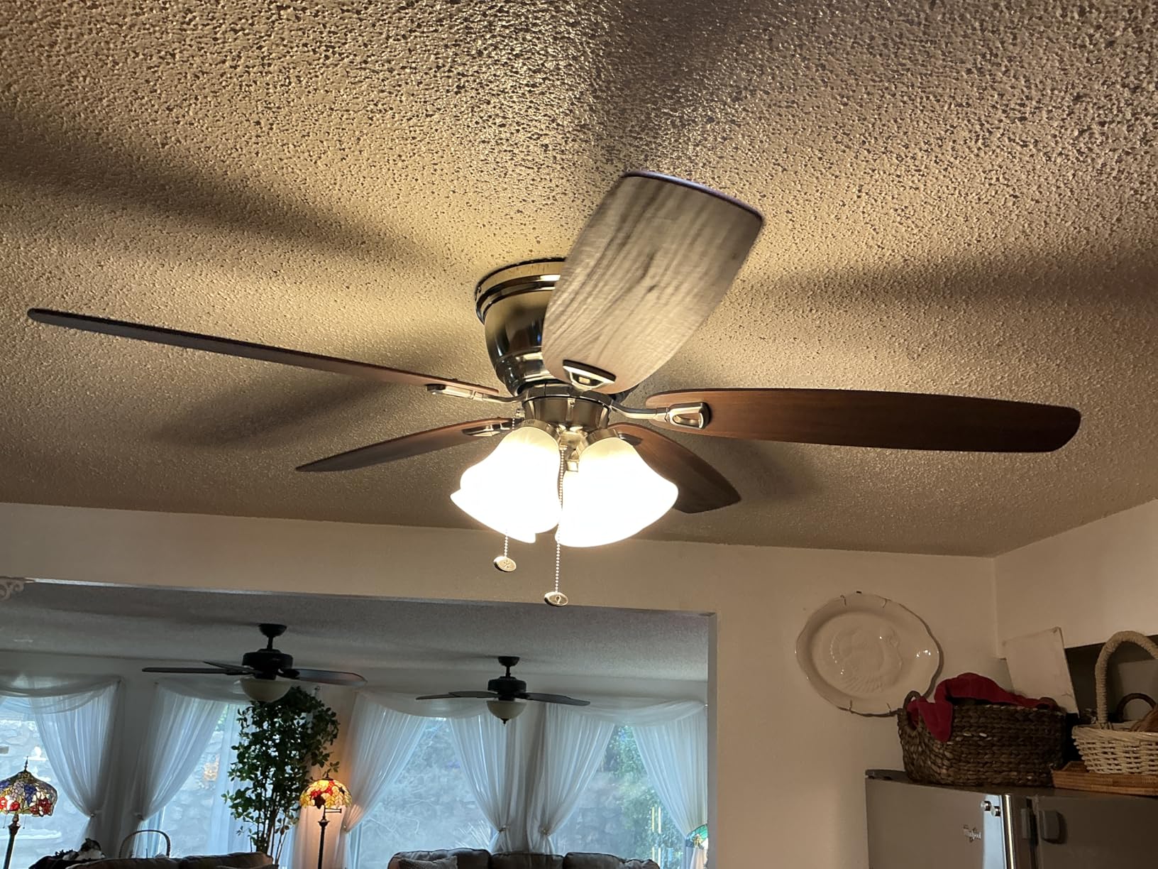 Honeywell Ceiling Fans Glen Alden, 52 Inch Classic Flush Mount Indoor LED Ceiling Fan with Light, Pull Chain, Quick-2-Hang Dual Finish Blades, Reversible Motor - 50182 (Brushed Nickel) customer photo 2