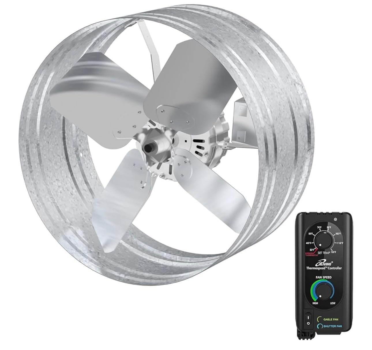 iLiving ILG8G14-12T Automatic Gable Mount Attic Ventilator Fan with Adjustable Thermostat, 2.85 Amp, 2339 CFM, Single-Speed customer photo 2