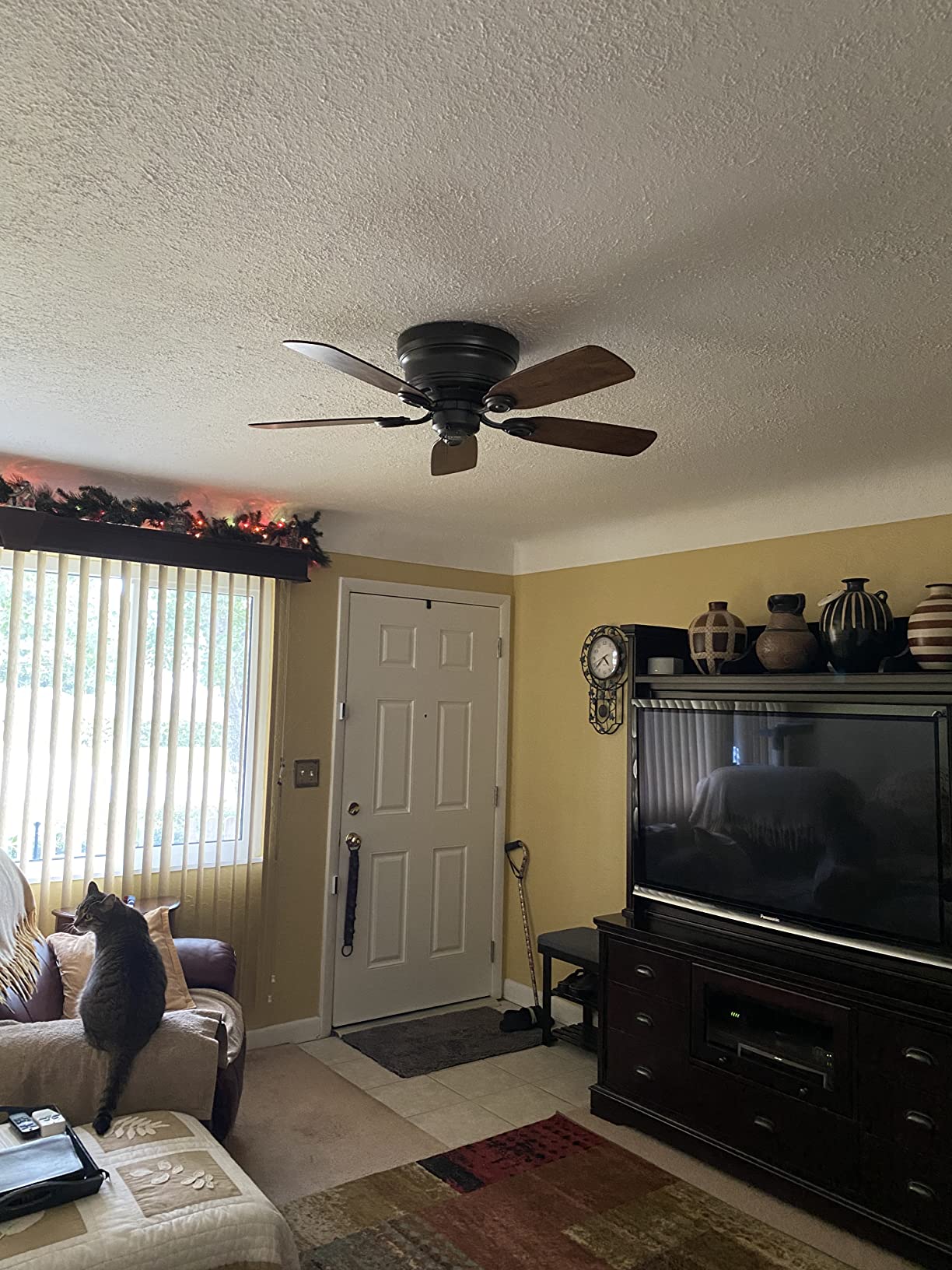 Hunter 42 inch Indoor Ceiling Fan No Light - Black Ceiling Fan without Light, Low Profile Mount, 5 Blades, For Bedroom, Living Room, or Kitchen, Pull Chain - Low Profile IV 52392, Matte Black customer photo 2