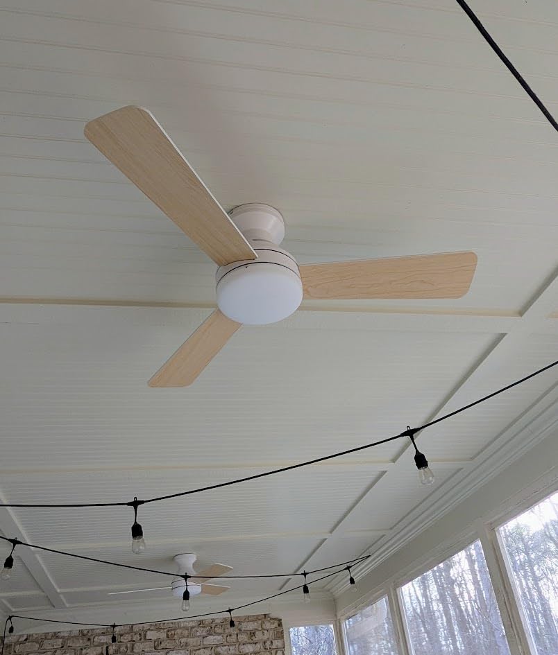 Amico Ceiling Fans with Lights, 42 inch Low Profile Ceiling Fan with Light and Remote Control, Flush Mount, Reversible, 3CCT, Dimmable, Noiseless, White Ceiling Fan for Bedroom, Indoor/Outdoor Use customer photo 1