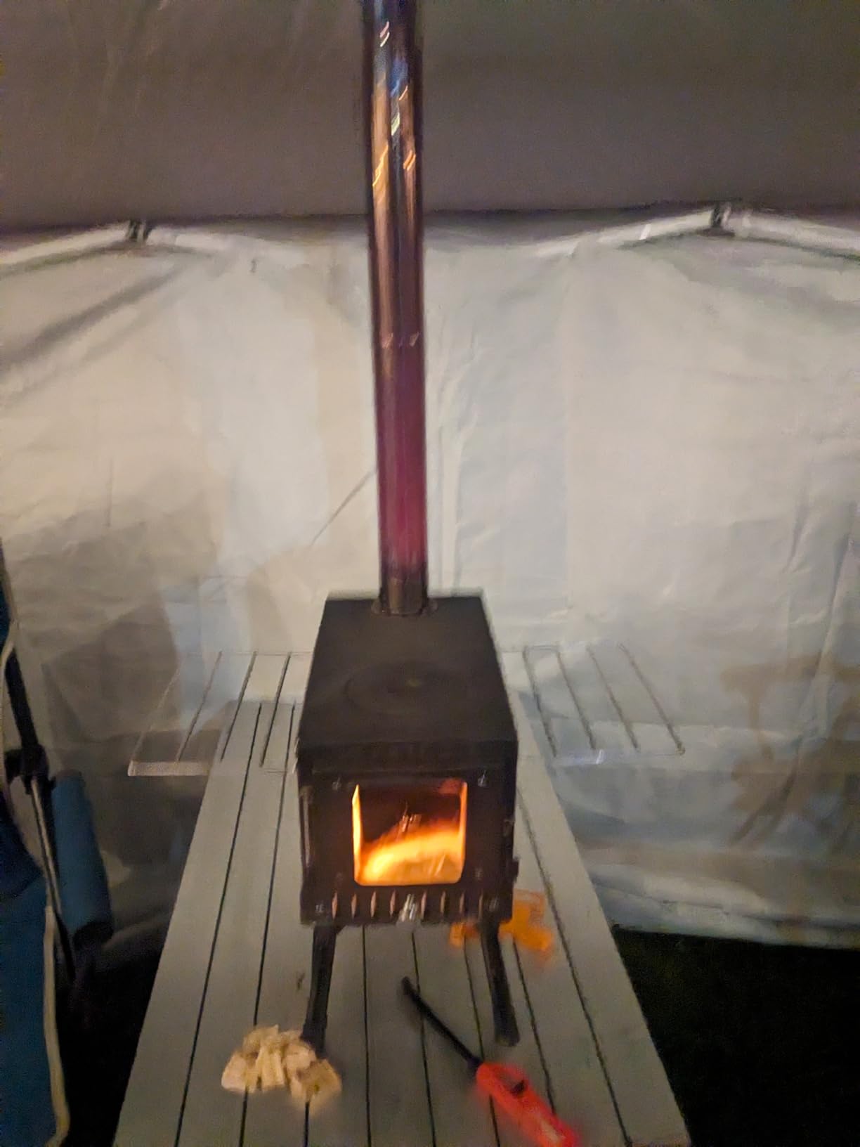 Wood Burning Stove, Tent Stove for Heating, Folding Portable Wood Stove for Tent, Cooking, Courtyard, Camping Stove include Chimney Pipes and Spark Arrestor customer photo 1