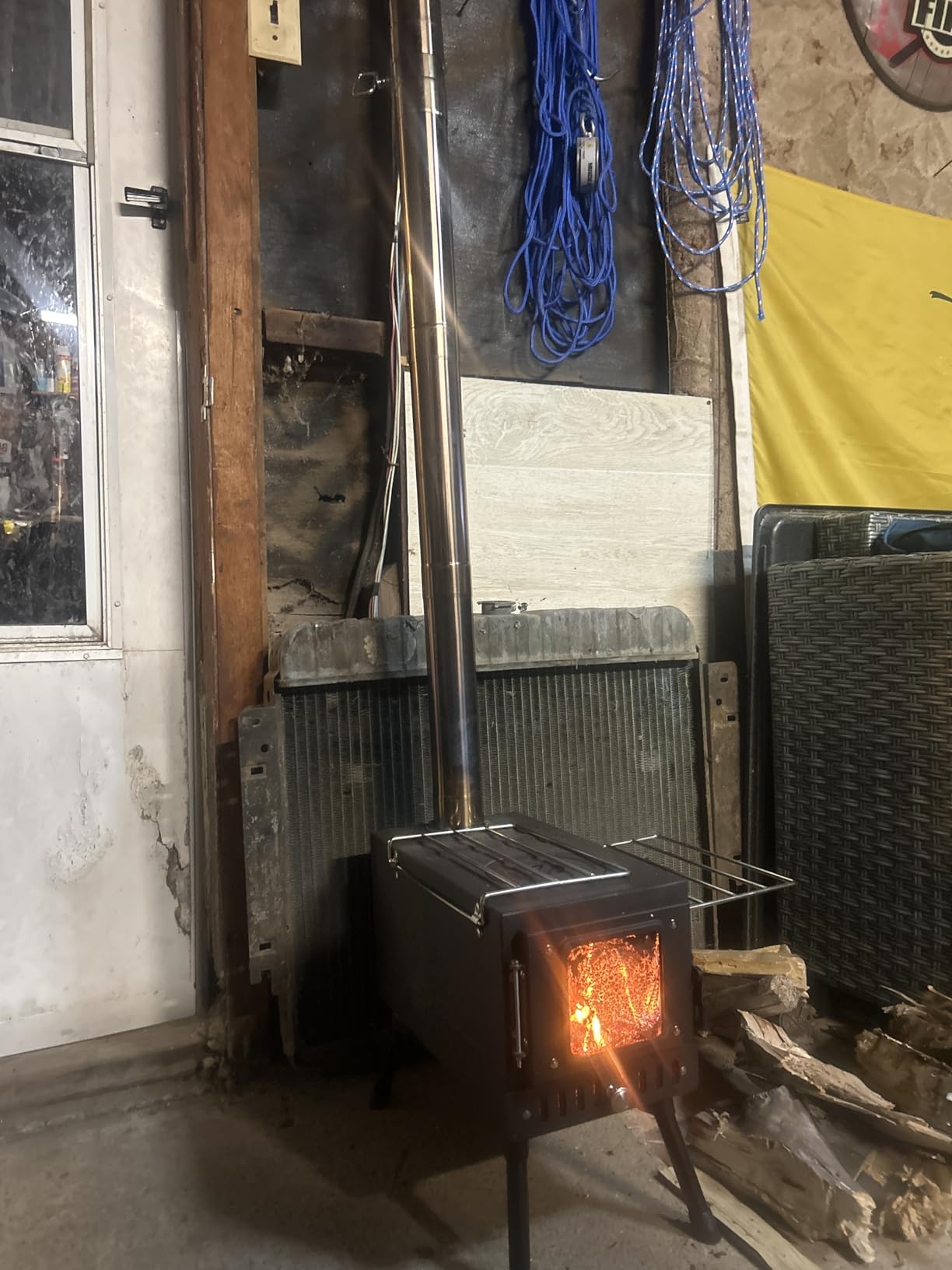 Wood Burning Stove, Tent Stove for Heating, Folding Portable Wood Stove for Tent, Cooking, Courtyard, Camping Stove include Chimney Pipes and Spark Arrestor customer photo 2