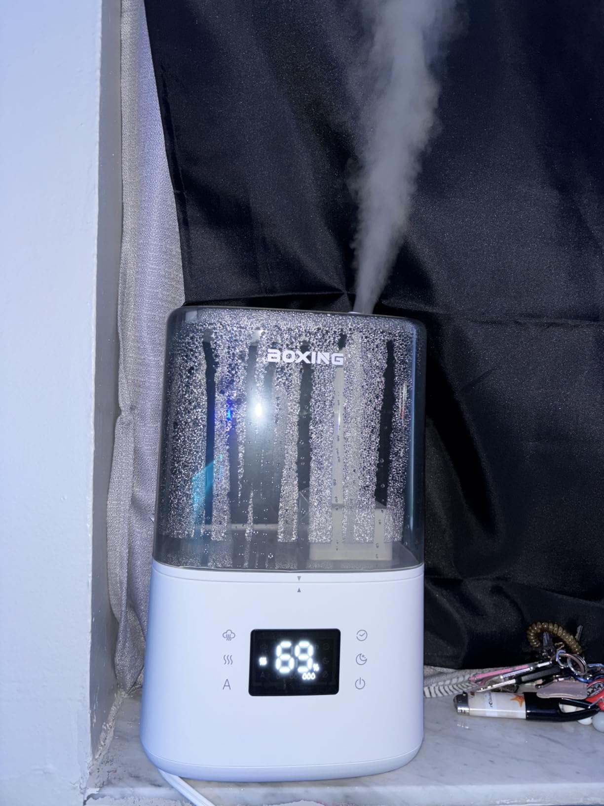 BOXING Warm and Cool Mist Humidifiers for Bedroom Large Room Home,Air Humidifier with Remote,Top Fill Ultrasonic Diffuser Humidifier with humidistat,Quiet Sleep,Timer,Auto Shutoff,BPA-Free,Filter,4.5L customer photo 1