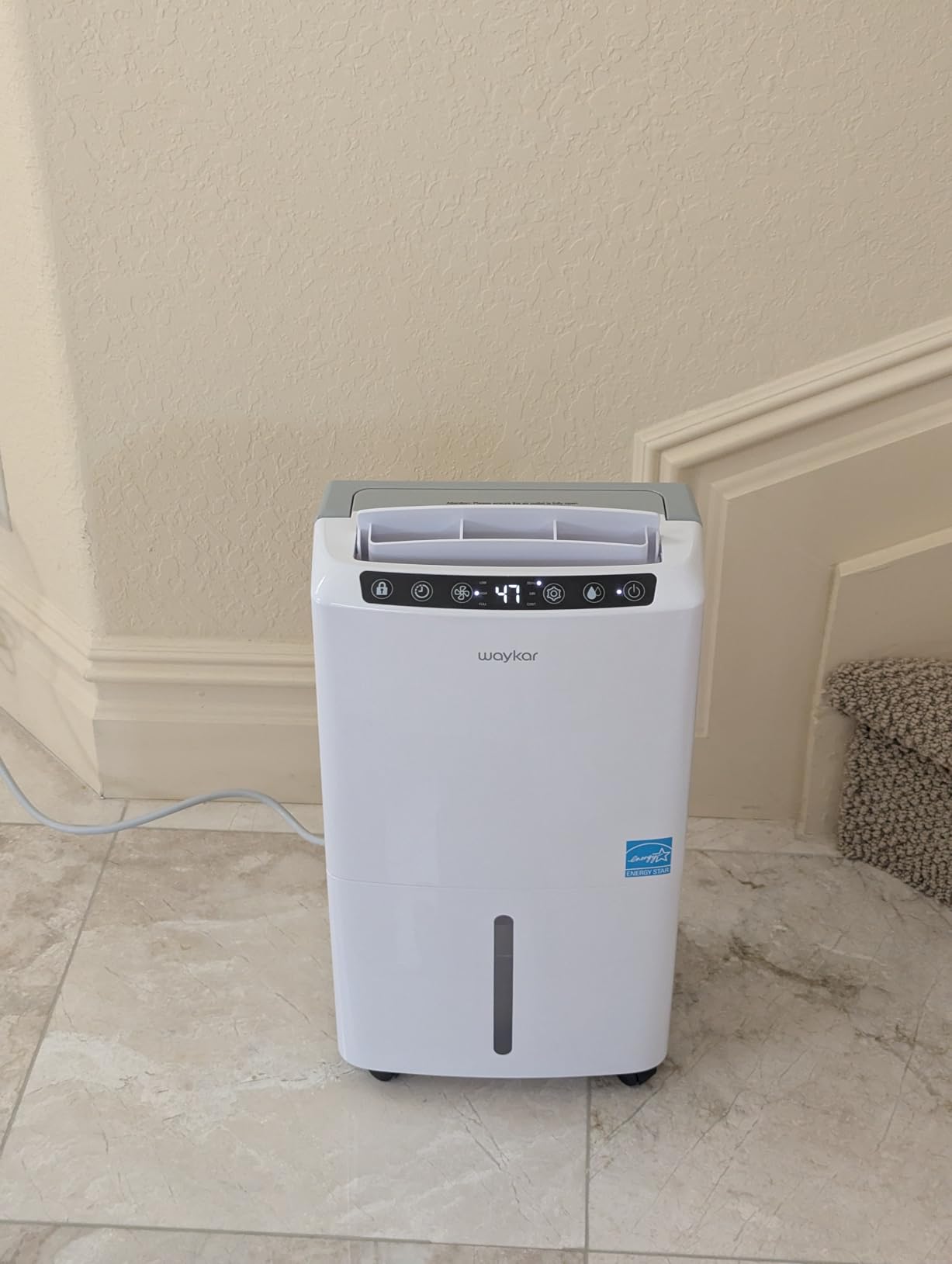 Waykar 2000 Sq. Ft 34 Pints 2025 Most Efficient Energy Star Dehumidifier for Home and Basement with Auto or Manual Drainage, Quiet 33dB Operation, 0.62 Gallon Water Tank Capacity customer photo 1