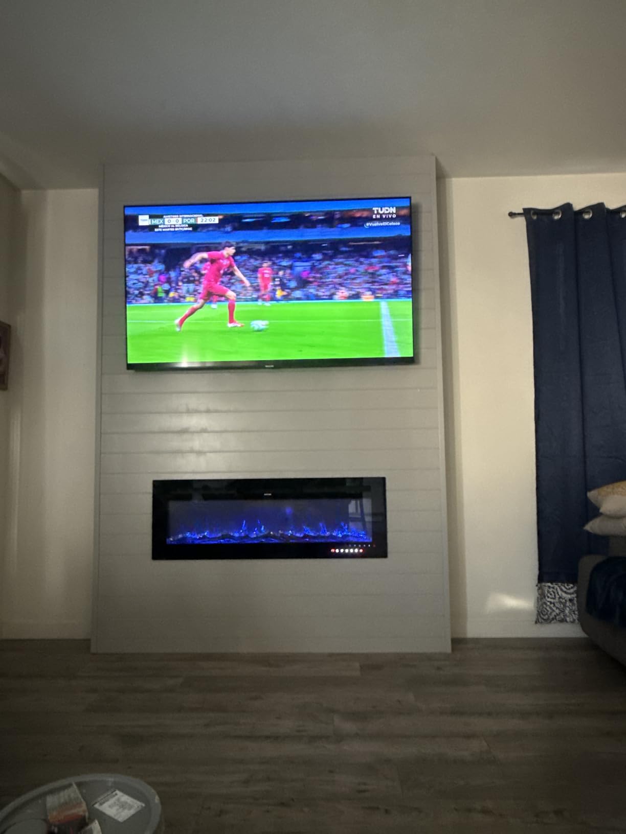 EUHOMY 60 Inch Electric Fireplace Wall Recessed and Wall Mounted with Adjustable Flame Color, Fireplace Heater with Remote Control, Linear Fireplace with Timer, Touch Screen, Log & Crystal, 750/1500W customer photo 2