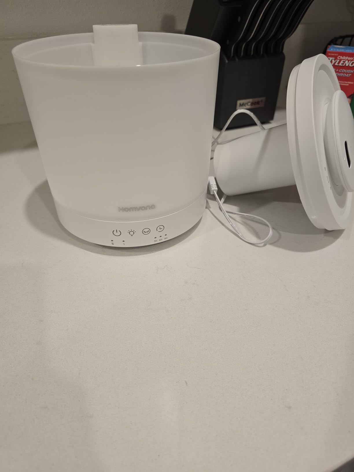Homvana Small Humidifiers for Bedroom - 2 Packs 1.5L Cool Mist Top Fill Humidifier for Baby Nursery, Essential Oil Diffuser, 3 in 1 for Home Plants Offices and Grow Tents, 7 Color Lights, Ultrasonic customer photo 1