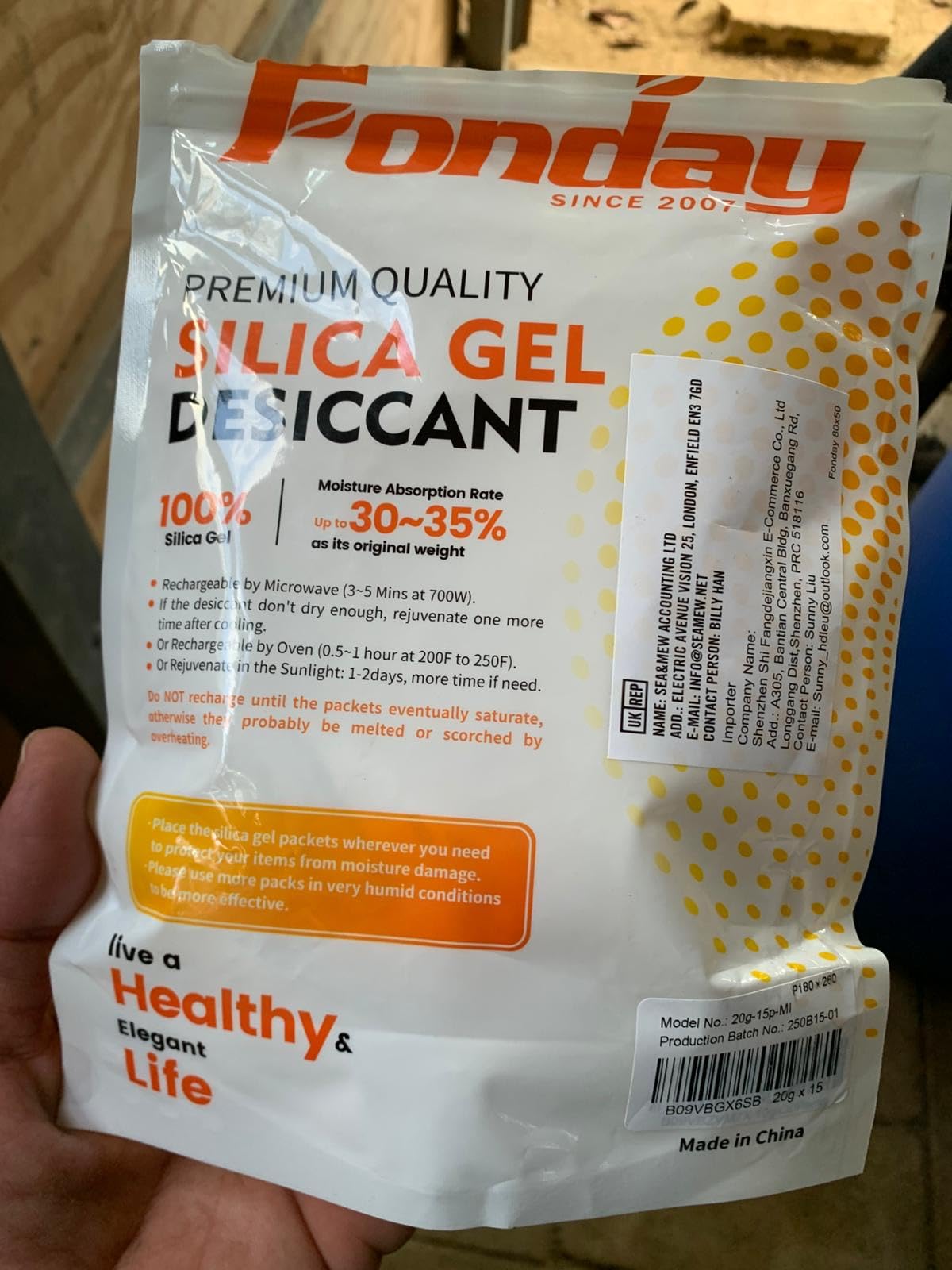 500g x 2 packs Fonday Rechargeable Silica Gel Car Dehumidifier Fast Reactivate Desiccant Bags, Large for Gun Safe Closet Basement Garage Storage Moisture Absorber customer photo 1