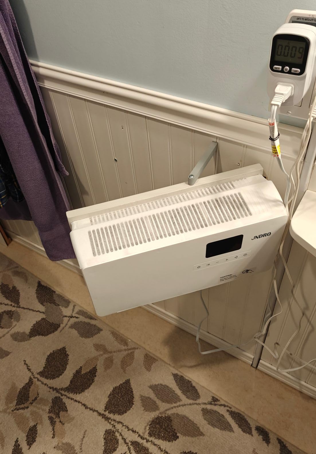 Wall-Mounted Space Heater with ECO Thermostat and Remote Control, LED Display, 60°/90°/120° Oscillation Modes, 24-Hour Timer, Indoor Electric Space Heater customer photo 2