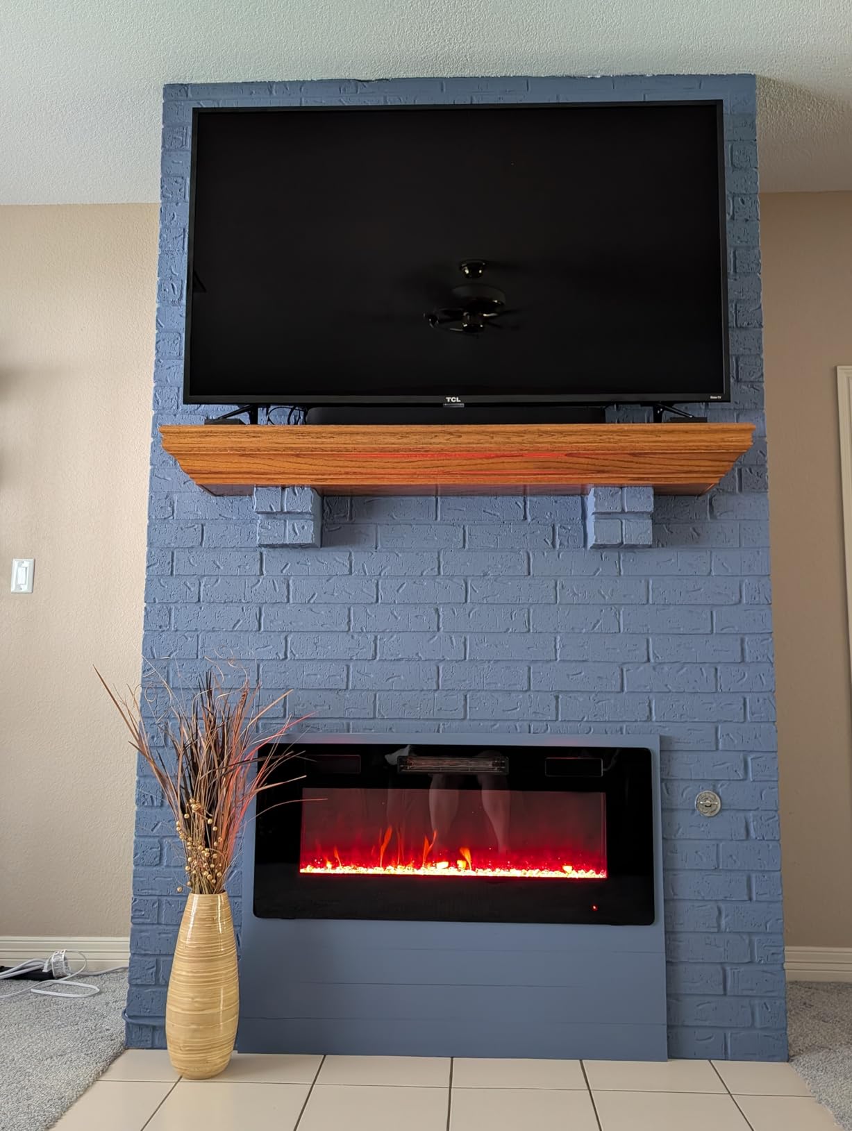 Electric Fireplace 42 inch, Recessed and Wall Mounted Electric Fireplace with Remote Control, Fireplace Heater, Linear Fireplace with Timer, Adjustable Flame Color, 750w/1500w, Black customer photo 2