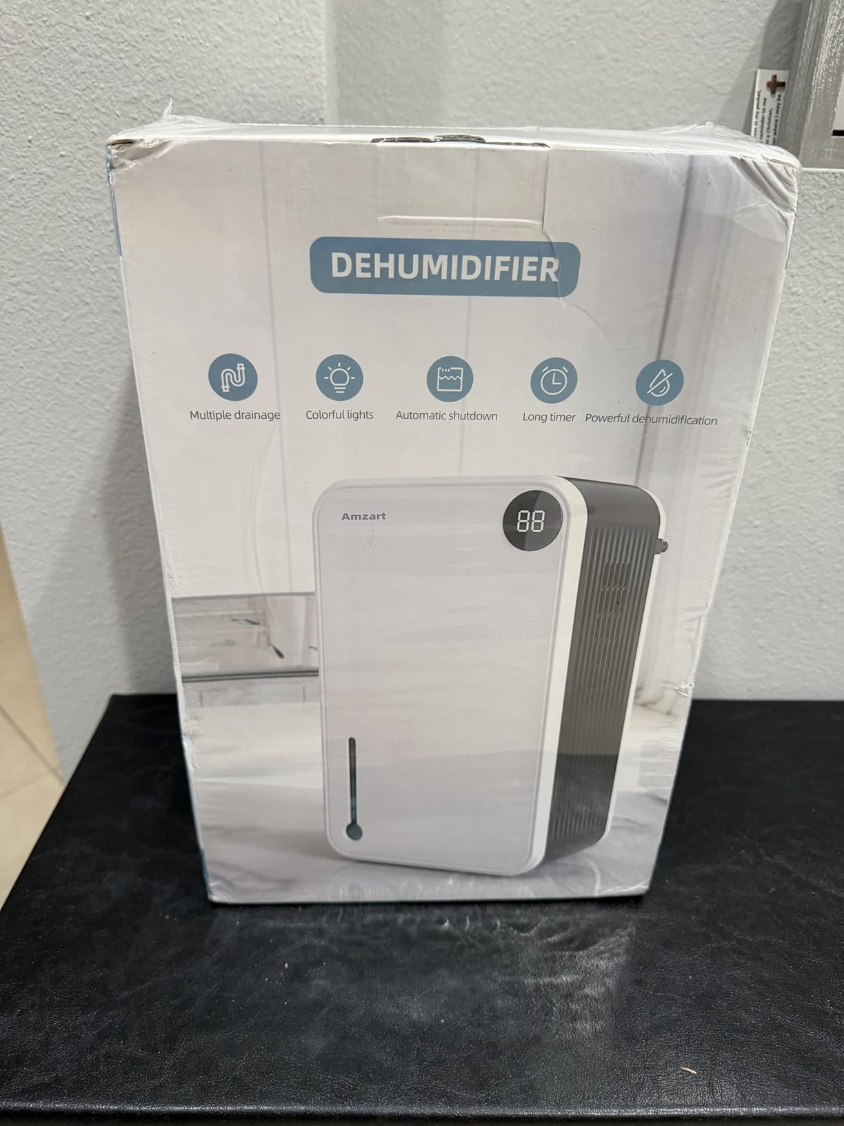 Dehumidifier, 98OZ Dehumidifiers for Home(1000sq.ft), Humidity Display Dehumidifier for Basement Bathroom Bedroom, Auto Shut Off, Washable Filter, Drain Hose, Timer, 7 Ambient Lights, White customer photo 1