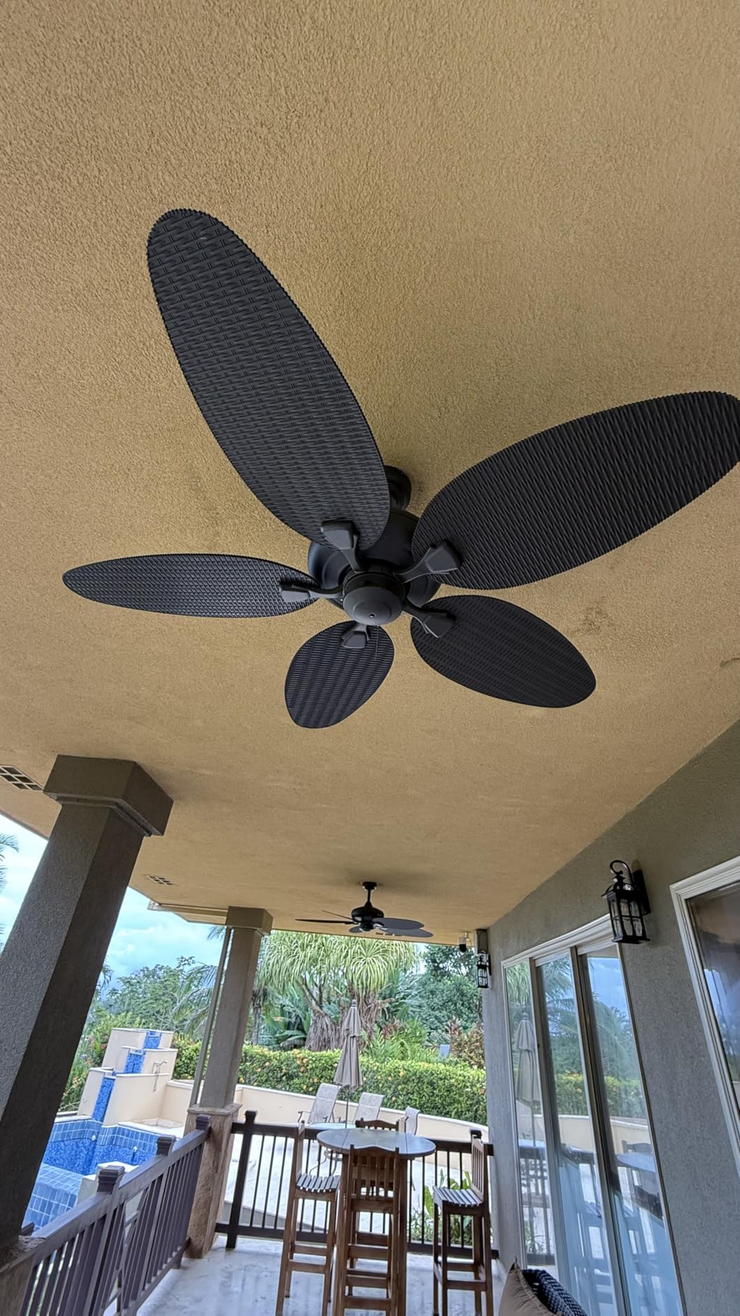 Honeywell Ceiling Fans Duval 52 Inch Ceiling Fan, Quick 2 Hang Indoor/Outdoor Ceiling Fan with Pull Chain, Tri-Mount 5 Blade Tropical Design, ETL Damp Rated, Bronze (50201-01) customer photo 2