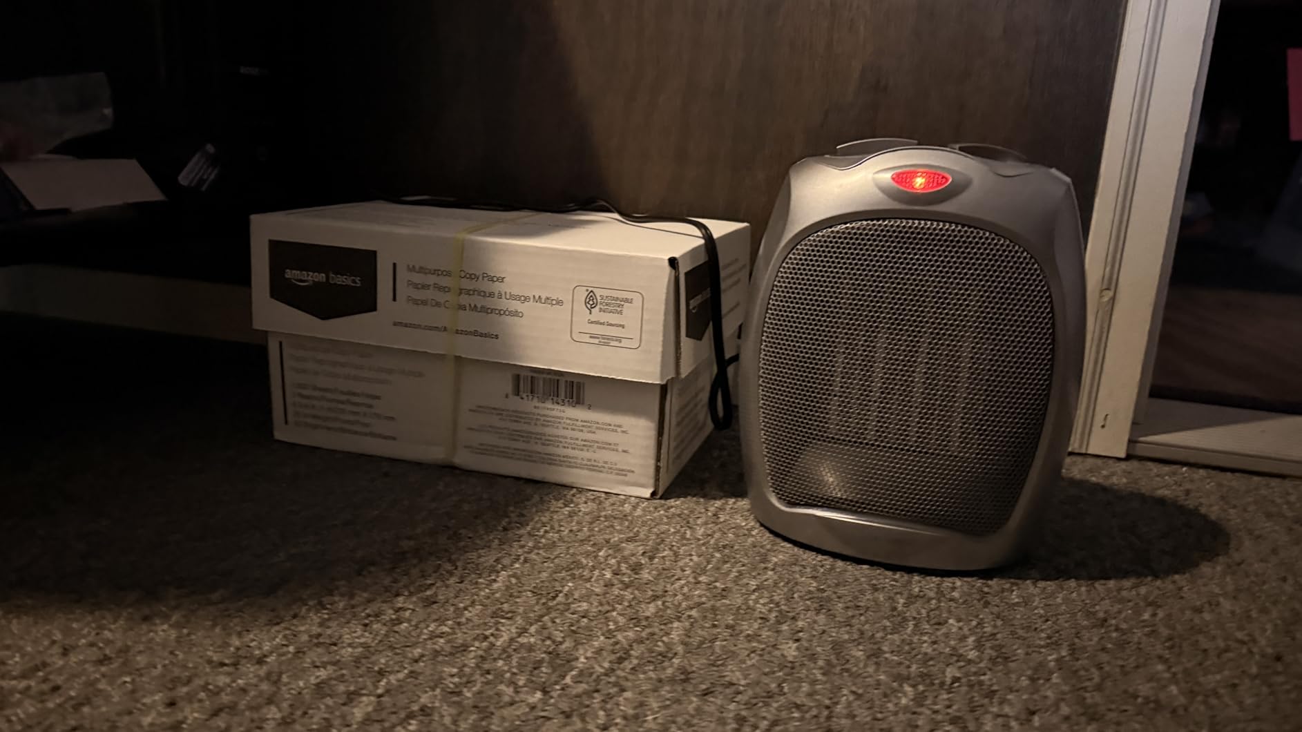 Amazon Basics Ceramic Space Heater, Portable Indoor Heating Solution, With Overheat and Tip-Over Protection, Thermostat, Non-Oscillating, 1500W, Fast Heating, 7.52
