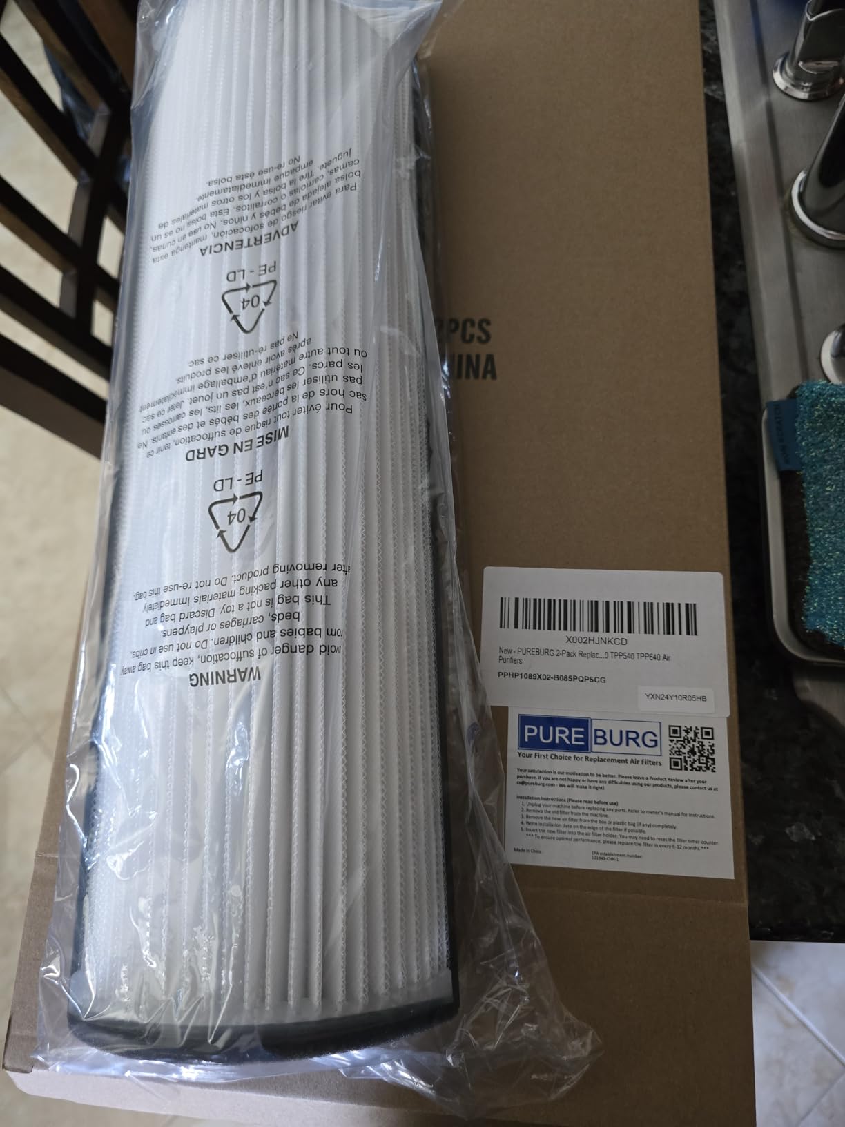 PUREBURG TPP440F Replacement Filter Compatible with Envion Therapure TPP440 TPP540 TPP640 TPP640S Air Purifiers, 2-Pack H13 HEPA Activated Carbon 4-Stage Filtration customer photo 1