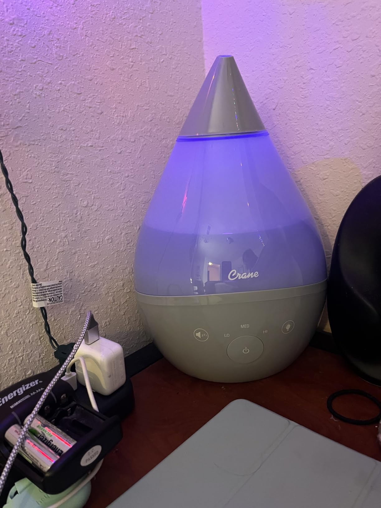 4-in-1 White Drop Ultrasonic Cool Mist Humidifier with Sound Machine, Night Light, Aroma Tray, 1 Gallon Top Fill White customer photo 1