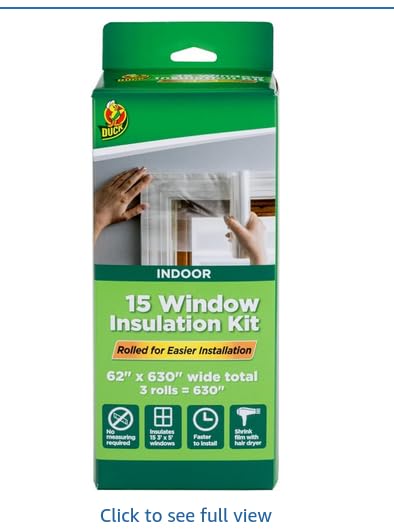 Duck Brand Window Insulation Kit - Winter Seal Kit Fits up to 10 Windows - Rolled Shrink Film Cuts to Size for Easy Indoor Installation - Tape Included - 62 In. by 420 In.- Clear customer photo 1