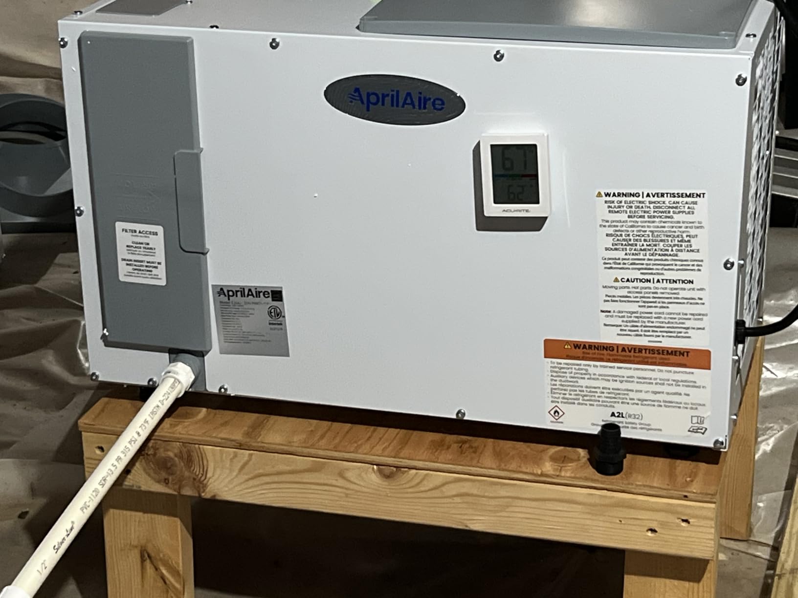 AprilAire E100 Pro Dehumidifier Bundle - 100 Pint Whole House Dehumidifier - Full Complete Kit - Crawl Spaces, Basements, Whole Homes, Commercial up to 5,500 sq. ft. - 5 Year Warranty Included customer photo 1