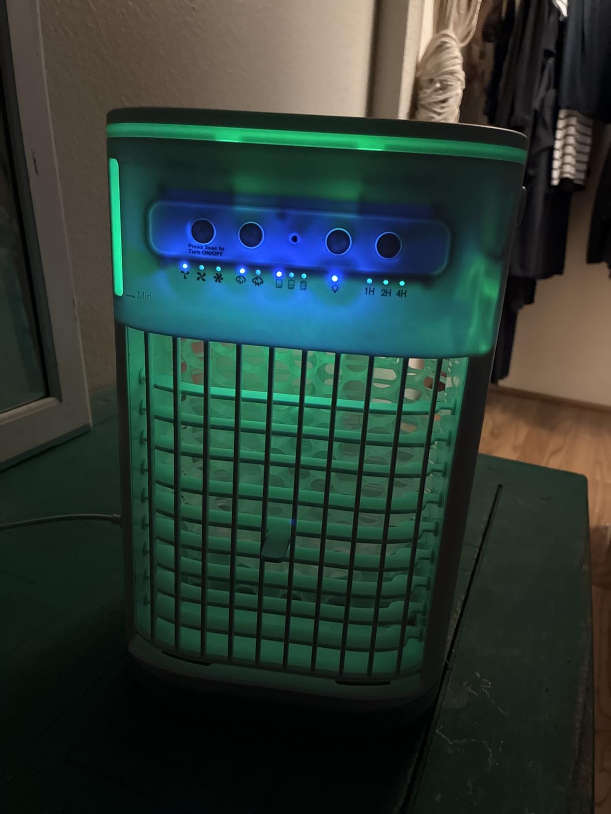 Small Portable Air Conditioners, 5400mAh Battery, 2Ice Packs Personal Air Conditioner, 7H Timer & 16.5ft Remote, 7Color Light, 1200ML Water Tank, 3Speed & 2Cool Mist Small AC Unit for Bedroom customer photo 1