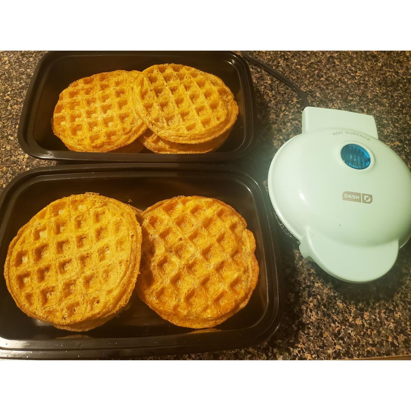 Dash Mini Waffle Maker- Compact Electric Iron for Creative Homemade Treats - Nonstick Surface - Easy-to-Clean - Perfect for Kids & Families - Aqua customer photo 2