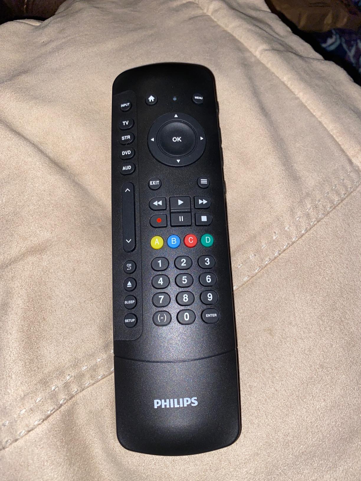Philips Universal Companion Remote Control for Samsung, Vizio, LG, Sony, Roku, Apple TV, RCA, Panasonic, Smart TVs, Streaming Players, Blu-ray, DVD, 4 Device, Flip & Slide Fire TV, Black, SRP2024A/27 customer photo 1