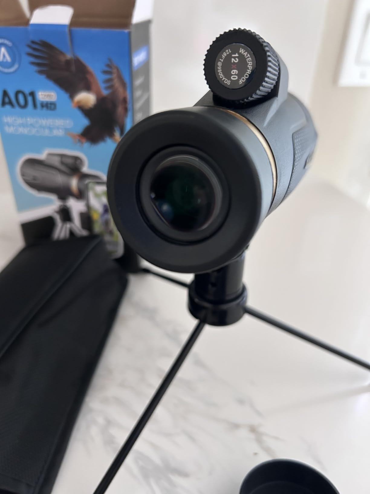 12x60 Monocular for Outdoor/Hiking - Unique Gifts for Fathers Day & Christmas, with Phone Adapter & Tripod, Gifts for Camping Birdwatching Travel Photography Hunting customer photo 2