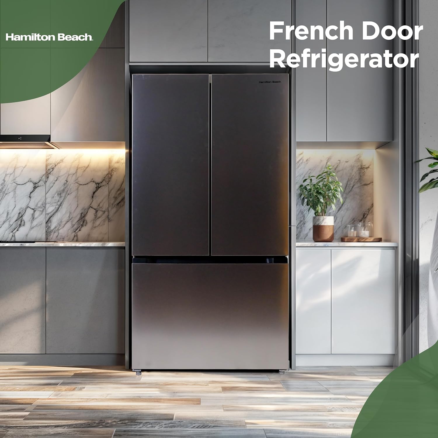 Hamilton Beach HBF1662 French Door Full Size Counter Depth Refrigerator with Freezer Drawer, 16.6 cu ft, Stainless customer photo 2