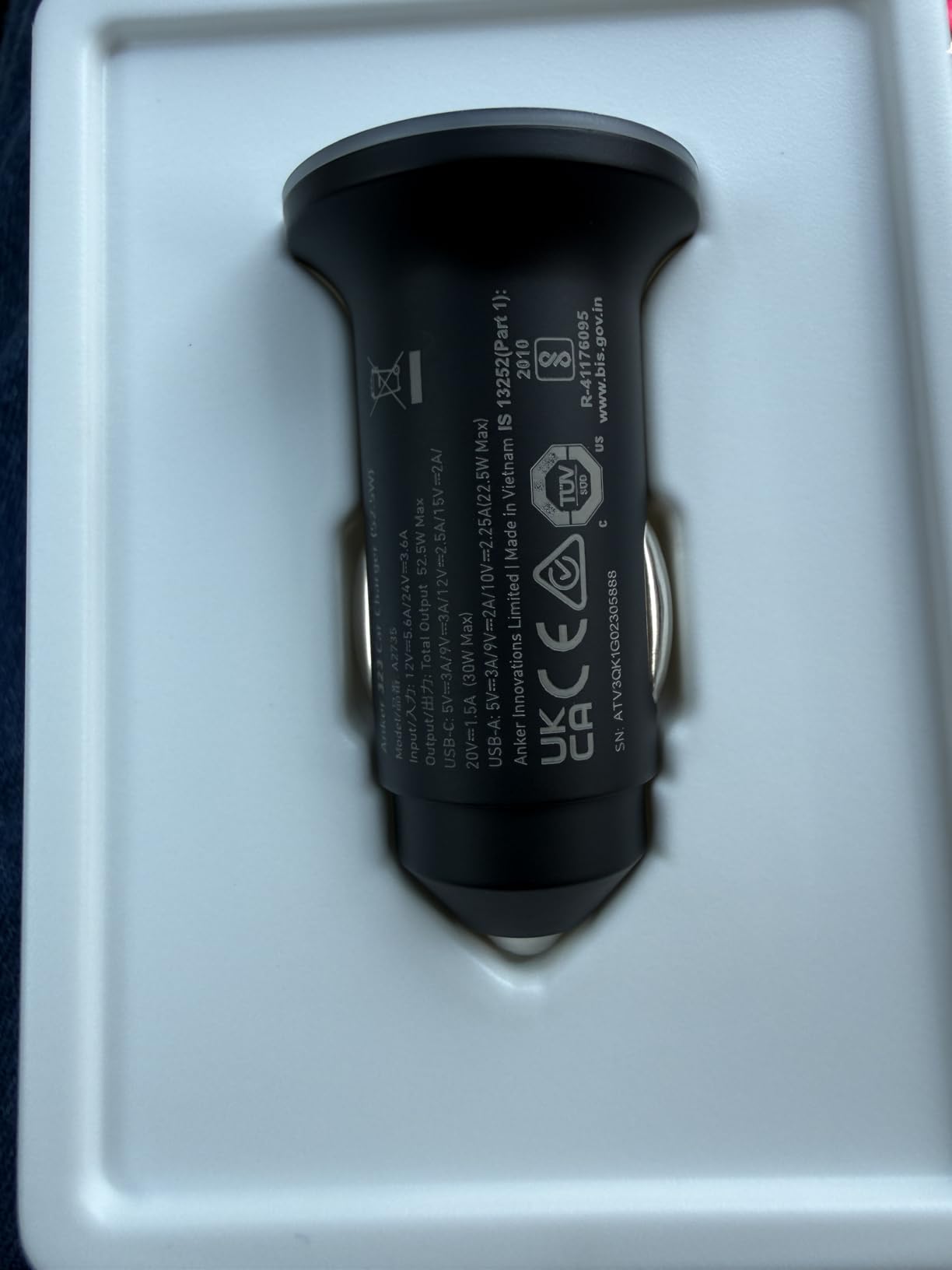 Anker 323 USB-C Car Charger Adapter, 52.5W Cigarette Lighter Charger with 30W PowerIQ 3.0 Fast Charging for iPhone 17/16/15/14/13/12 Series, Galaxy S25/24, Pixel customer photo 2