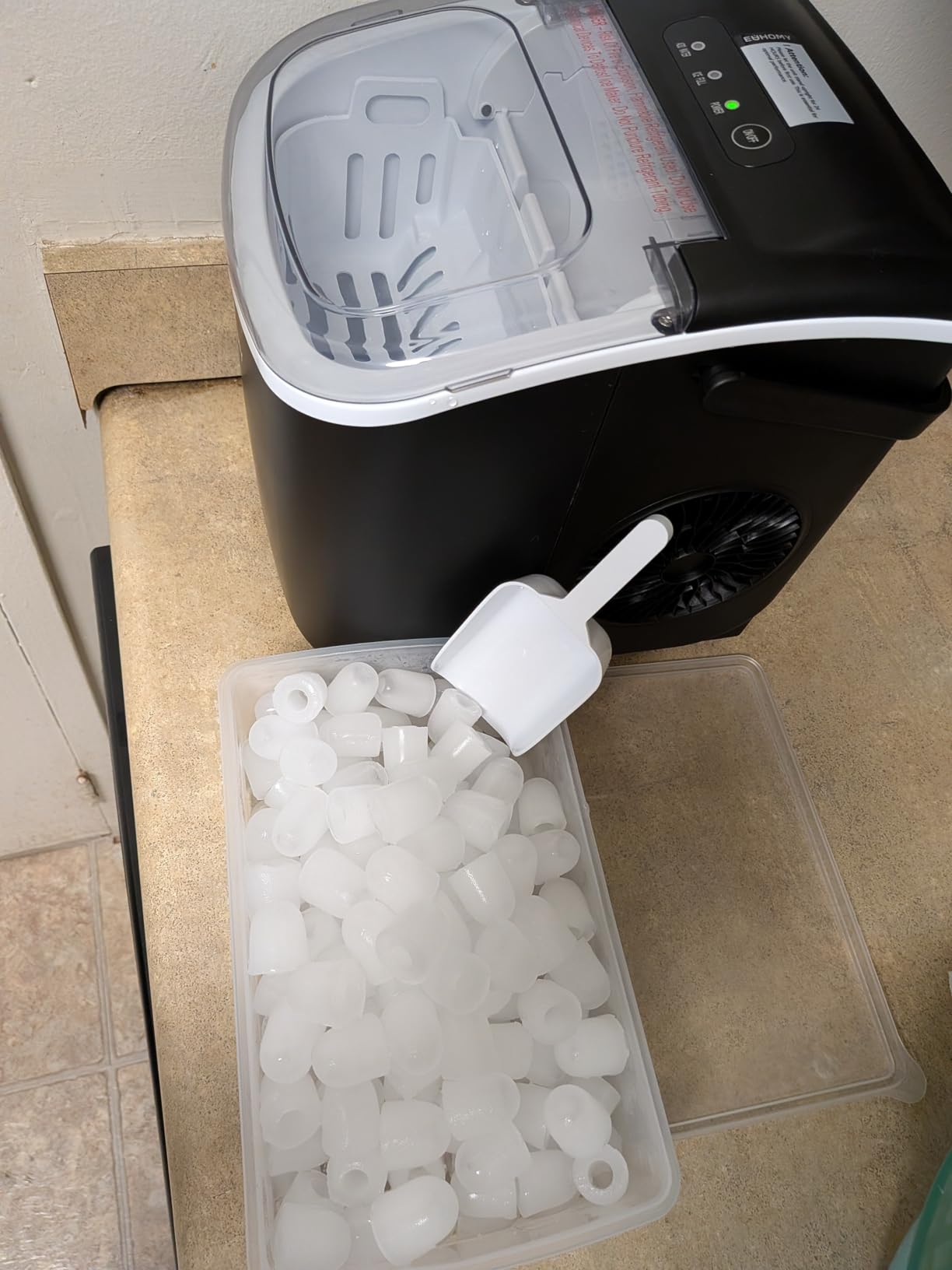 EUHOMY Countertop Ice Maker Machine with Handle, 26lbs in 24Hrs, 9 Ice Cubes Ready in 6 Mins, Auto-Cleaning Portable Ice Maker with Basket and Scoop customer photo 1