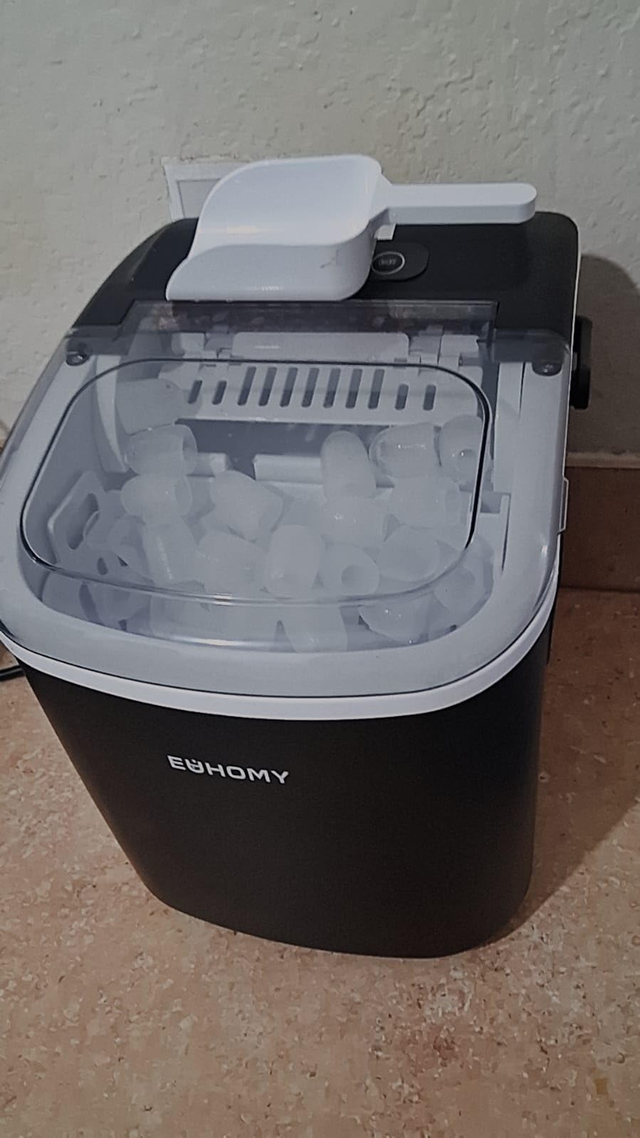 EUHOMY Countertop Ice Maker Machine with Handle, 26lbs in 24Hrs, 9 Ice Cubes Ready in 6 Mins, Auto-Cleaning Portable Ice Maker with Basket and Scoop customer photo 2