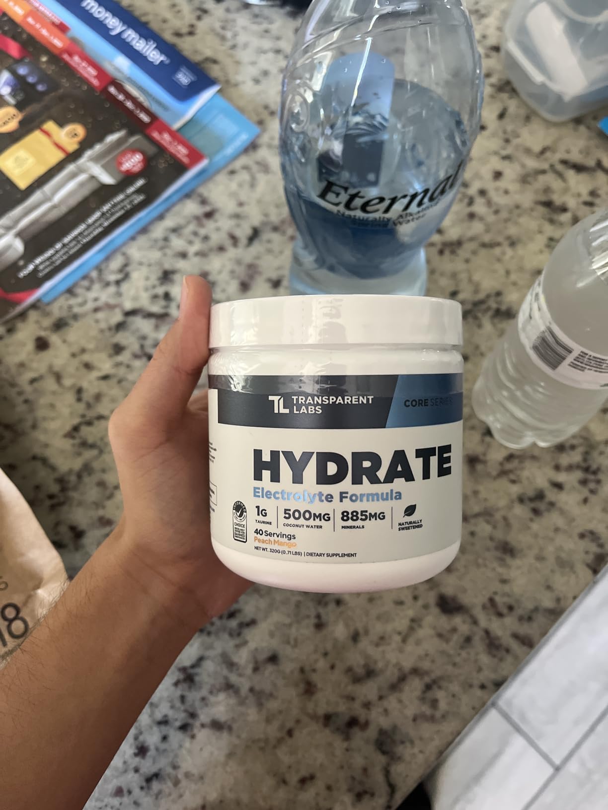 Transparent Labs Hydrate Naturally Sweetened Electrolytes Powder - Hydration Powder Electrolytes with Coconut Water, Calcium, Taurine, & Potassium - 40 Servings, Peach Mango customer photo 2