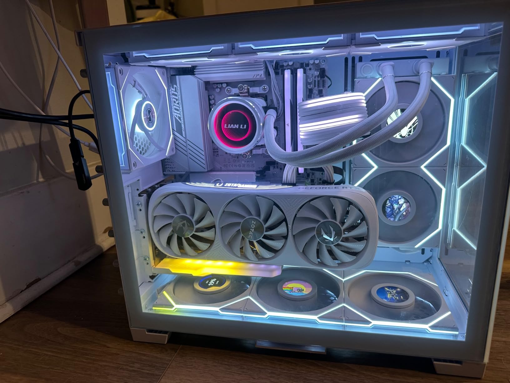 EZDIY-FAB Vertical GPU Mount with High-Speed PCIE 4.0 Riser Cable, ARGB Module, 115mm/4.52in Flexible Extension, 90 Degree Connector, Only Compatible to Full-Opened PCIe Slots-Black-YIHPI344-2 customer photo 2