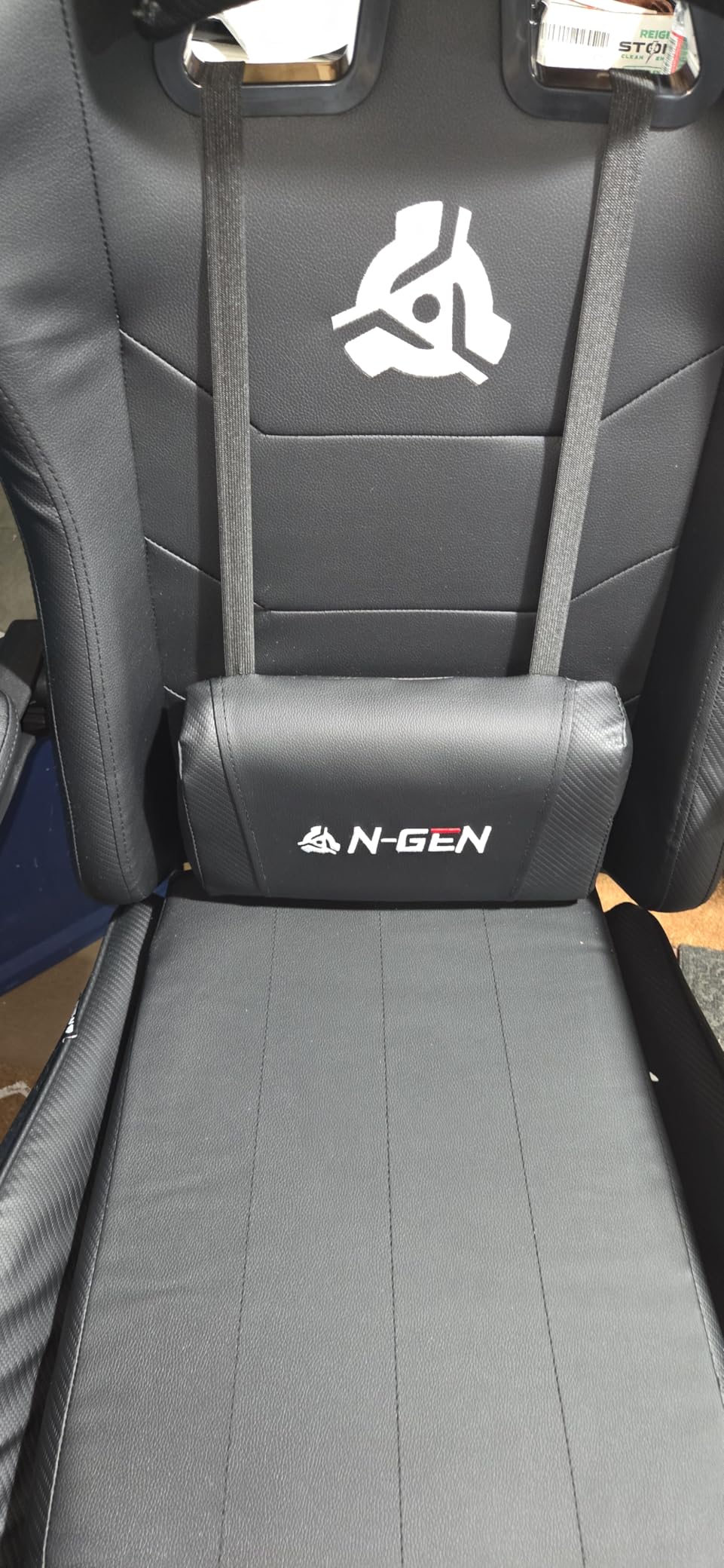 N-GEN GAMING Video Gaming Chair with Footrest Lumbar Support for Home Office High Back Recliner Height Adjustable Ergonomic Comfy Leather Computer Desk Chair (Black) customer photo 2