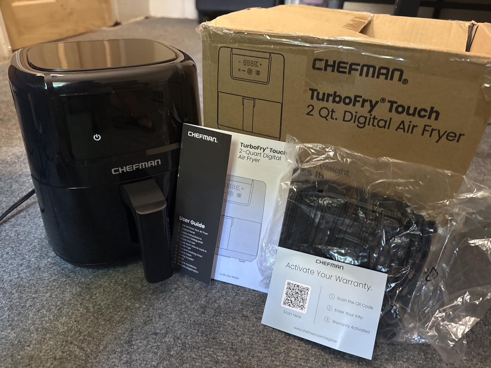 CHEFMAN 2 Qt Mini Air Fryer, Digital Space-Saving Compact Air Fryer with Nonstick and Dishwasher Safe Basket, Quick & Easy Meals in Minutes, Features Digital Timer and Shake Reminder, Black customer photo 1