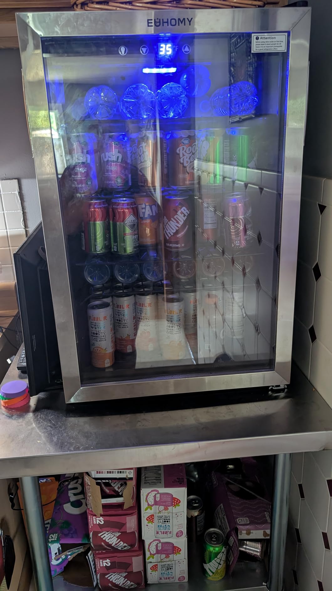 EUHOMY 4.5 Cu.ft Beverage Refrigerator and Cooler, 145 Can Mini Fridge with Glass Door for Soda Beer Wine, Digital Adjustable Thermostat customer photo 1