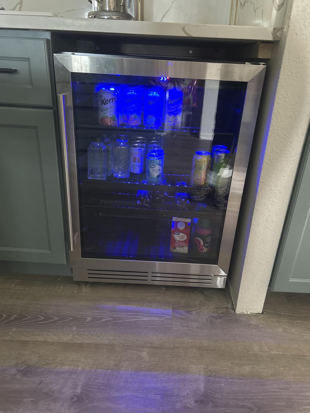 Yeego Beverage Refrigerator & Drink Fridge - 24 inch 180 Cans Beer Cooler Glass Door, 34-54°F Under Counter Refrigerator Built-in for Drink Soda Wine for Bar Office Bedroom customer photo 1