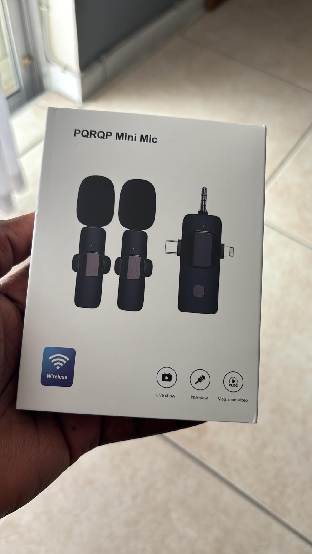 PQRQP 3 in 1 Professional Wireless Lavalier Microphone for iPhone/Android/Camera, Wireless Microphones, Mini Microphone, Crystal Clear Sound Quality for Recording, Live Streaming, Clips-Elegant Black customer photo 1