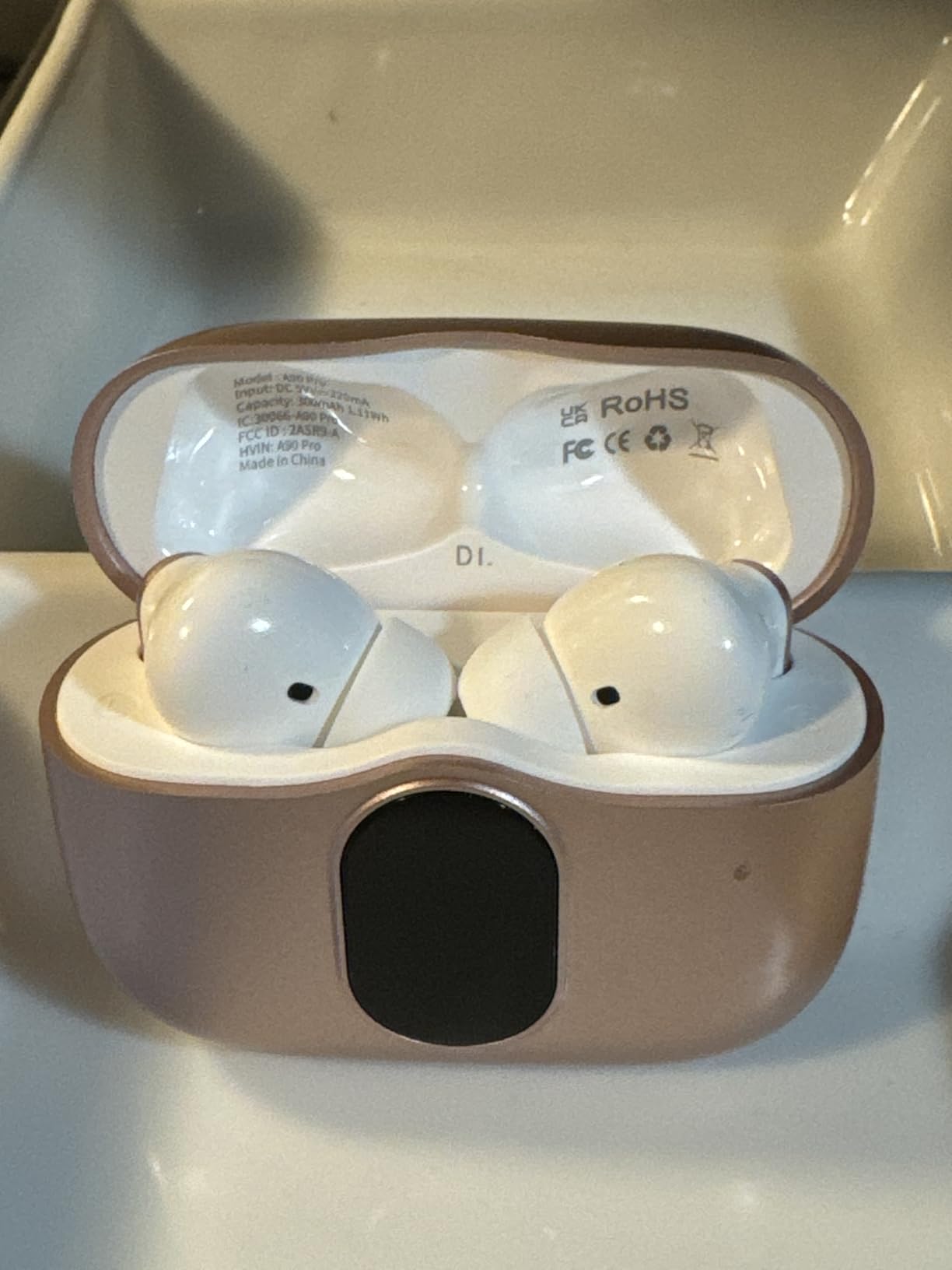 Wireless Earbuds, Bluetooth 5.4 Headphones Bass Stereo, Ear Buds with Noise Cancelling Mic, LED Display in Ear Earphones Clear Calls, IP7 Waterproof Bluetooth Earbuds for Phones/Sports/Laptop, White customer photo 2