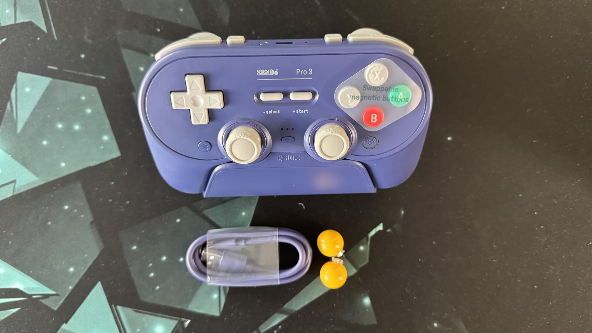 8BitDo Pro 3 Bluetooth Controller for Switch/Switch2, Windows, Apple, SteamOS, Android, TMR Joysticks, Swappable ABXY Buttons, Programming Pro Back Buttons, Charging Dock, Hall Effect Triggers - Purple customer photo 2