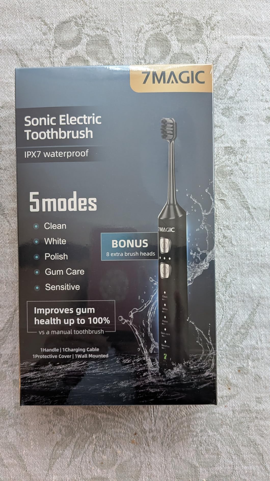 7MAGIC Sonic Electric Toothbrush for Adults and Kids - Up to 180 Days Runtime, 42000 VPM Powered Toothbrush, 5 Modes & 3 Intensities for Sensitive Teeth & Braces, Includes 8 Brush Heads, Black customer photo 2