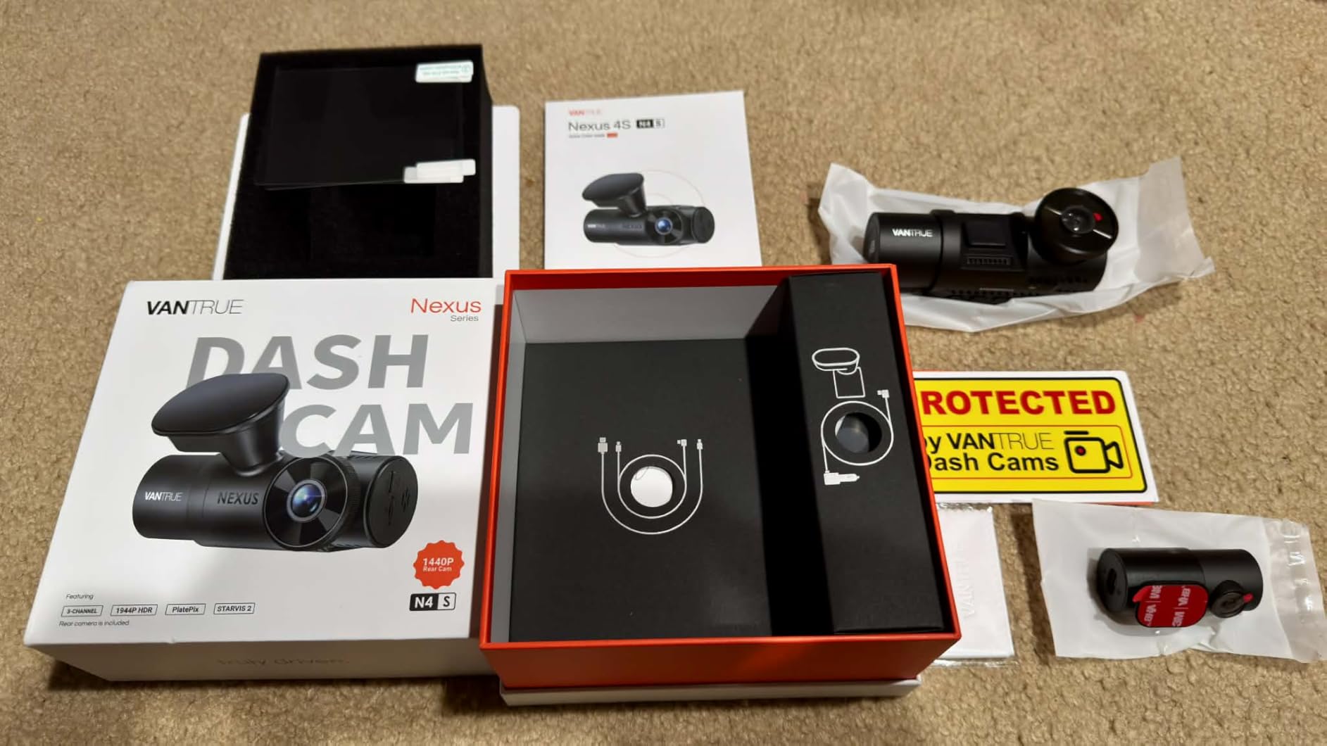 Vantrue New N4S 3 Channel Dash Cam, STARVIS 2 Night Vision, Front Rear Inside Dashcam for Cars, Front and Rear Dual Channel, PlatePix™ Tech, Parking Mode, Wi-Fi, GPS, 2