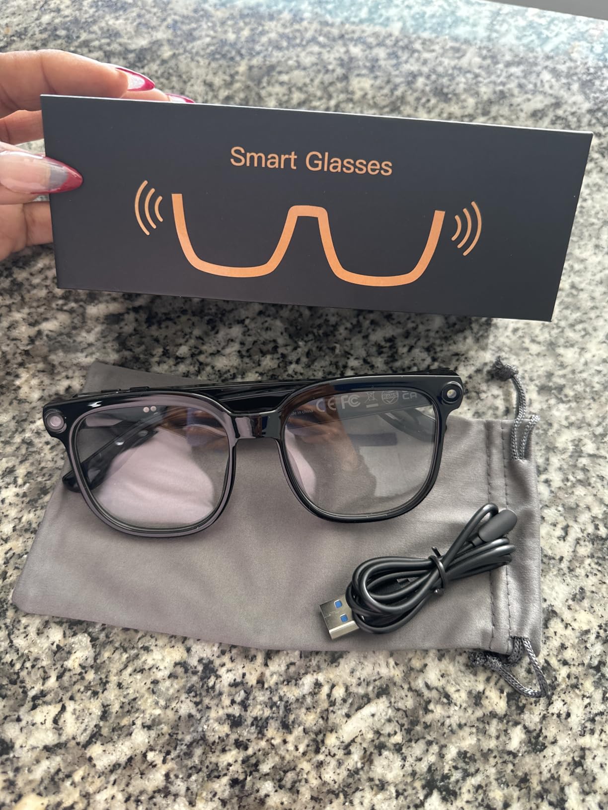 AI Smart Glasses with Camera, 4K HD Video & Photo Capture, Real-Time Translation, Recording Glasses with AI Assistant, Open-Ear Audio, Object Recognition, Bluetooth, for Travel (Transparent Lens) customer photo 1