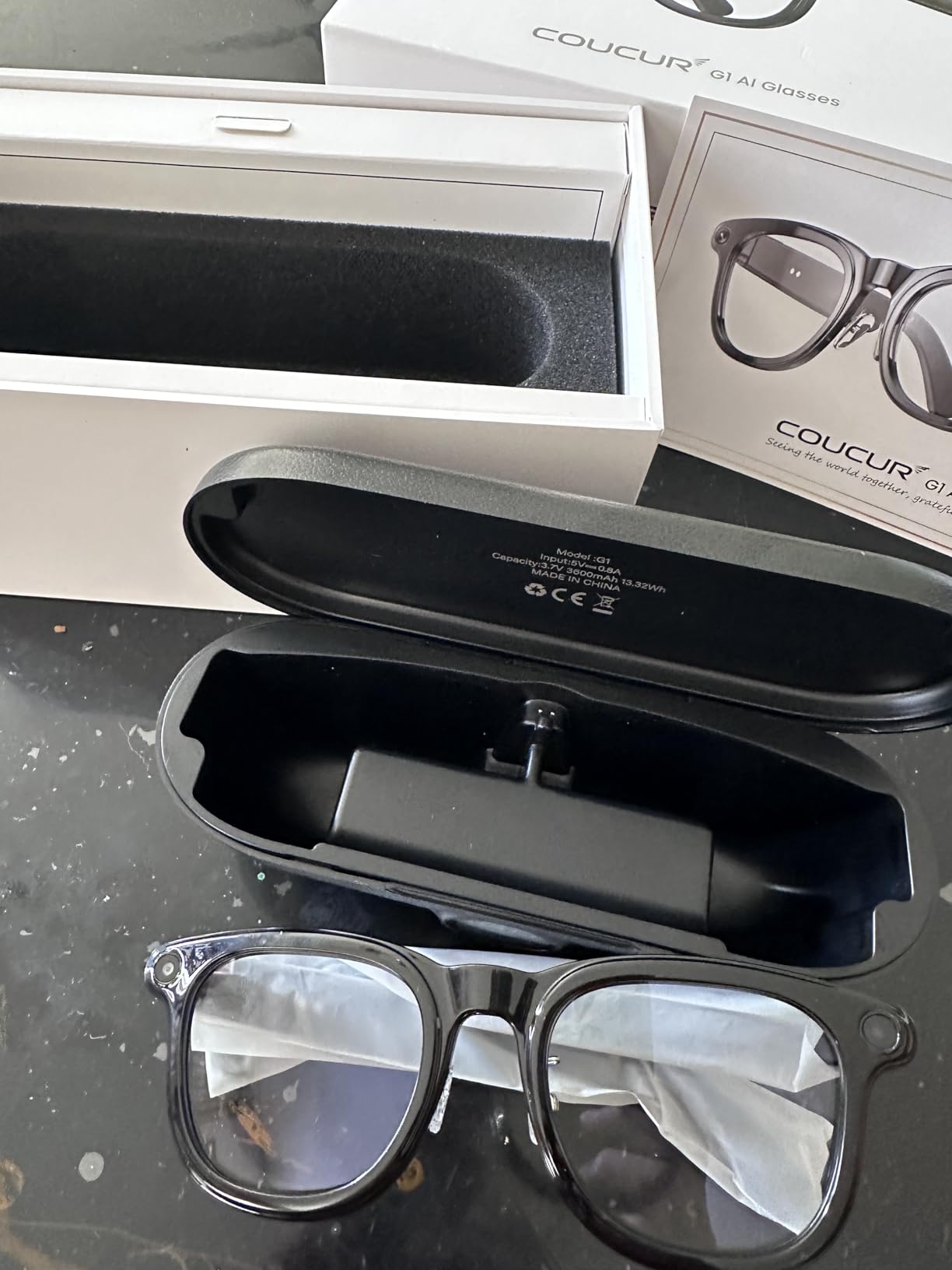 Coucur AI Smart Glasses with Charging Case, 8MP 4K Camera Glasses for Men/Women, 1200P Video Recording, Open-Ear Bluetooth Glasses for Audio with Real-Time Translation/AI Voice Control customer photo 1