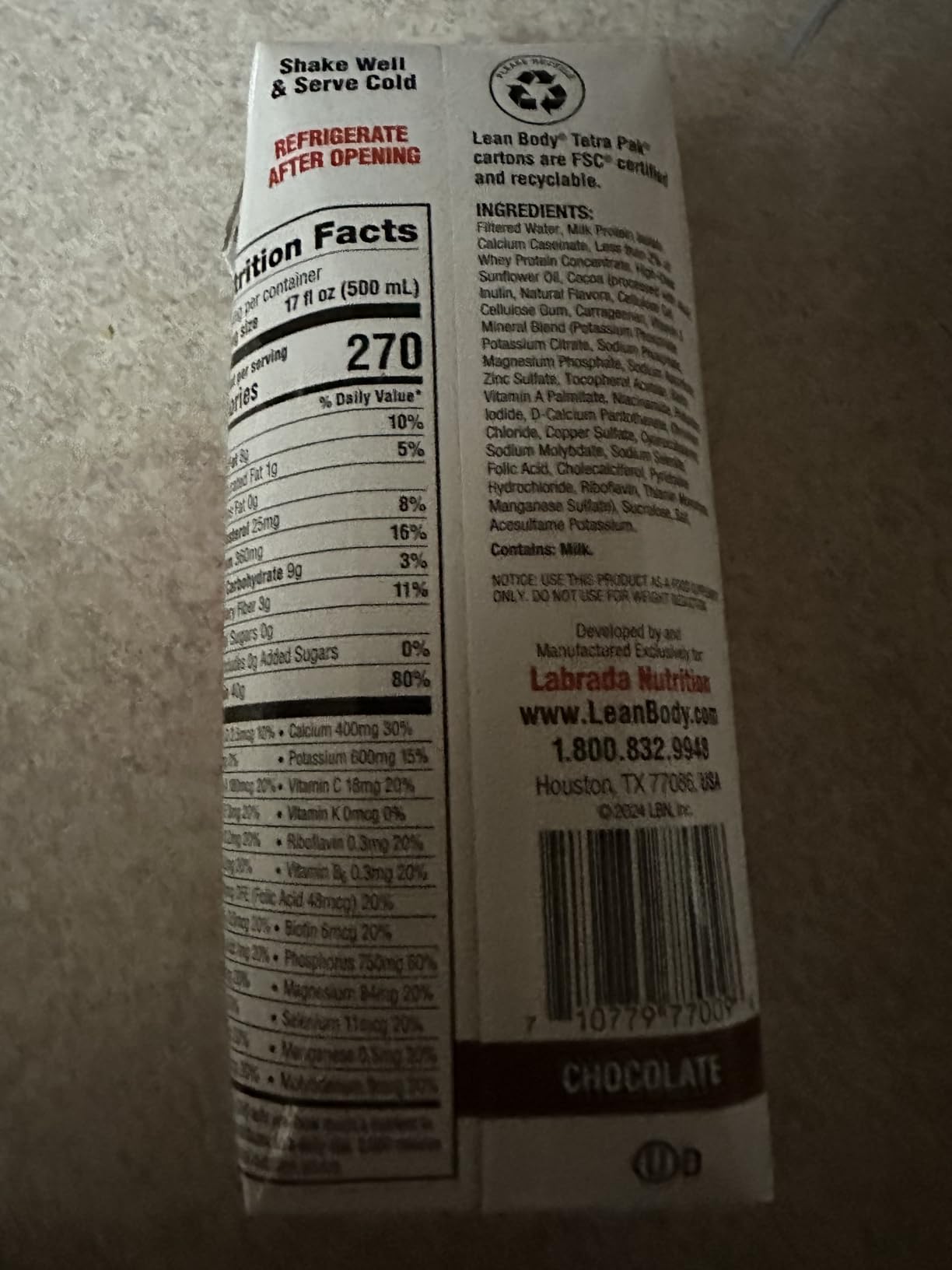 Labrada Lean Body Ready-to-Drink Chocolate Protein Shake, 40g Protein, Whey Blend, 0 Sugar, Gluten Free, 22 Vitamins & Minerals, LABRADA, 17 Fl Oz (Pack of 12) customer photo 2