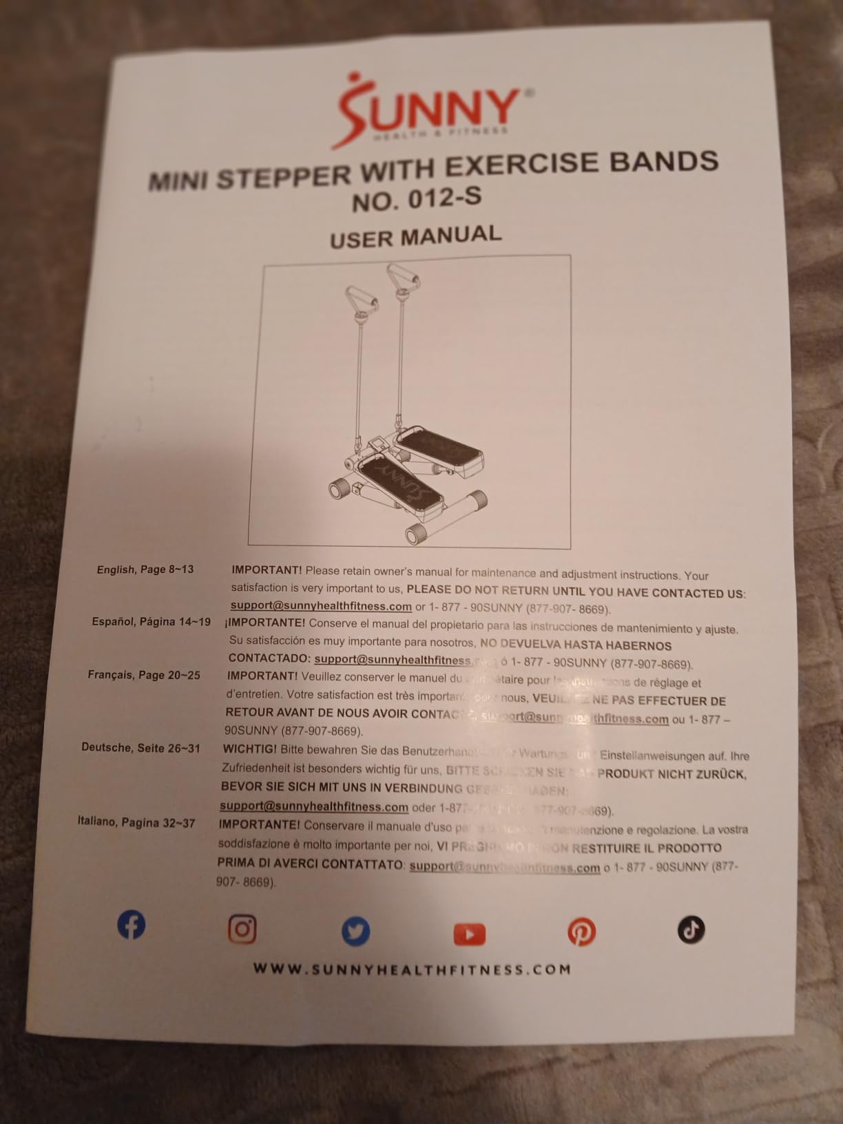 Sunny Health & Fitness Mini Steppers for Exercise at Home, Stair Step Workout Machine with Resistance Bands, Full Body Cardio Equipment, Optional Free SunnyFit App Connection Smart Stepper customer photo 2