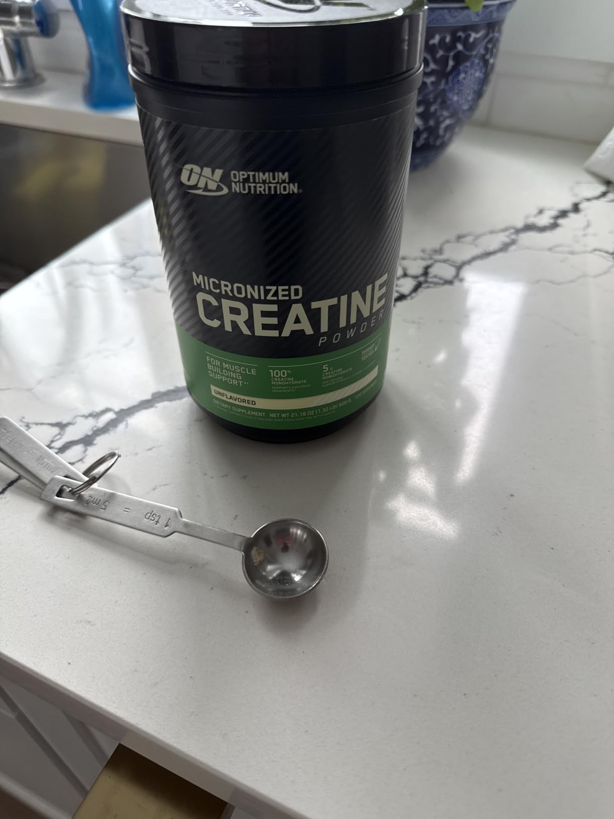 Optimum Nutrition Creatine, Micronized Creatine Monohydrate Powder, Supports Strength & Recovery, Banned Substance Tested, Unflavored, 5 g per Serving, 120 Servings customer photo 2