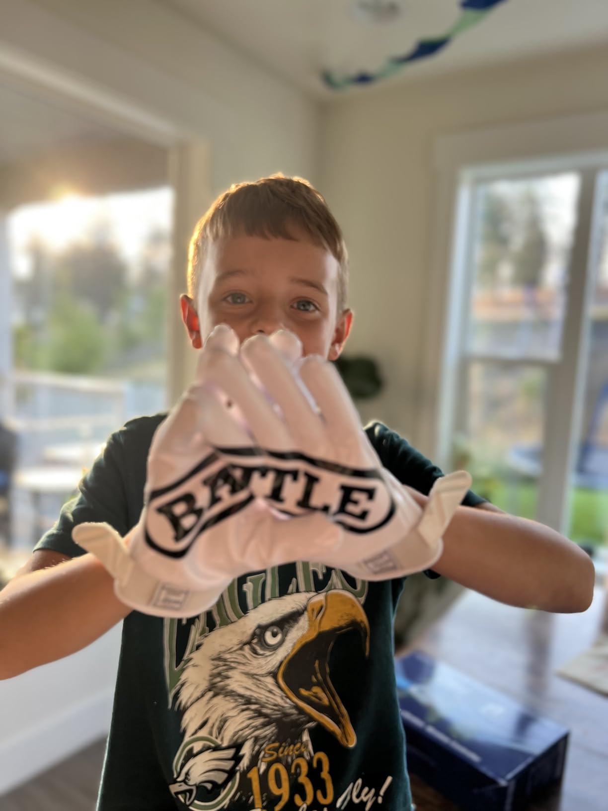Battle Double Threat Wide Receiver Football Gloves - Ultra Stick Grip, Compression Fit customer photo 2