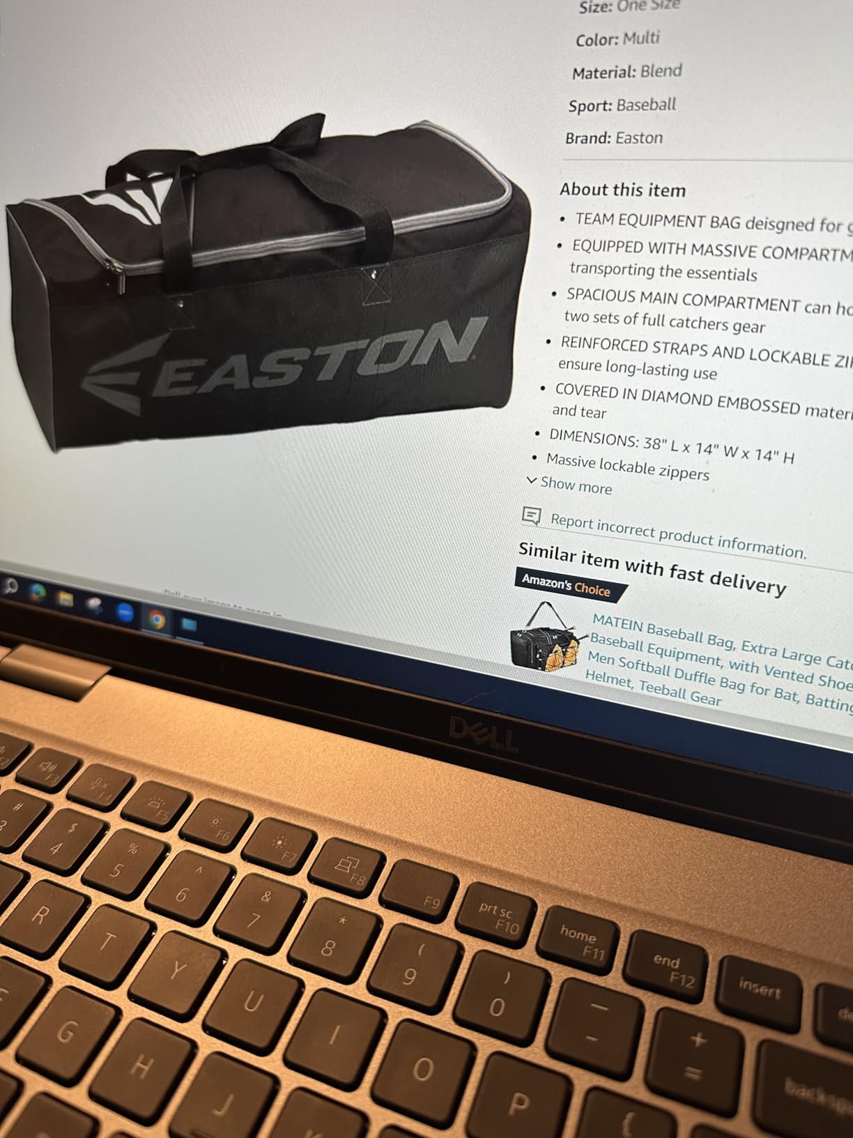 Easton E100G Team Equipment Duffle Bag | Baseball & Fastpitch Softball | Black customer photo 2