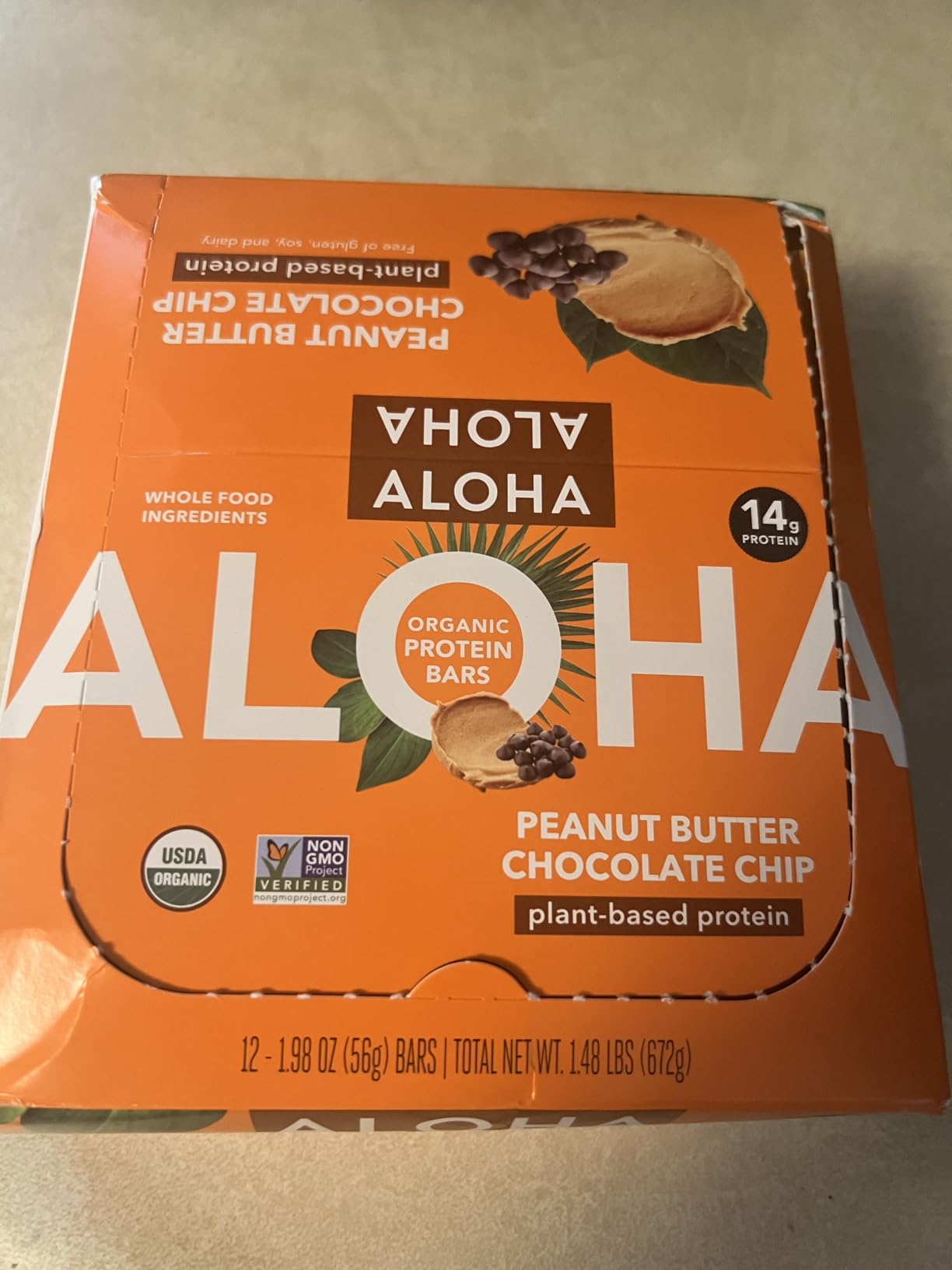 ALOHA Organic Plant Based Protein Bars | Peanut Butter Chocolate Chip | 1.98 Oz (Pack of 12) | Vegan, Low Sugar, Gluten Free, Non-GMO, Soy Free, No Sugar Alcohols customer photo 1