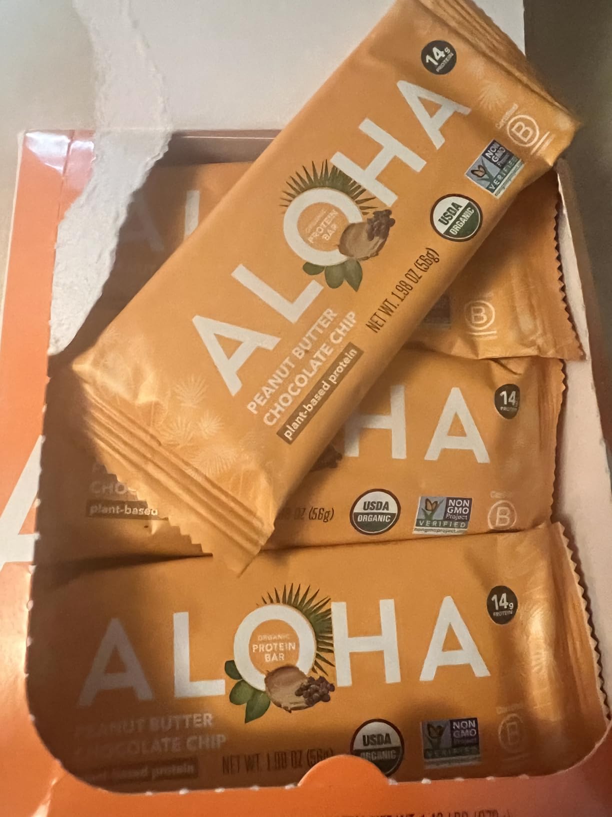 ALOHA Organic Plant Based Protein Bars | Peanut Butter Chocolate Chip | 1.98 Oz (Pack of 12) | Vegan, Low Sugar, Gluten Free, Non-GMO, Soy Free, No Sugar Alcohols customer photo 2